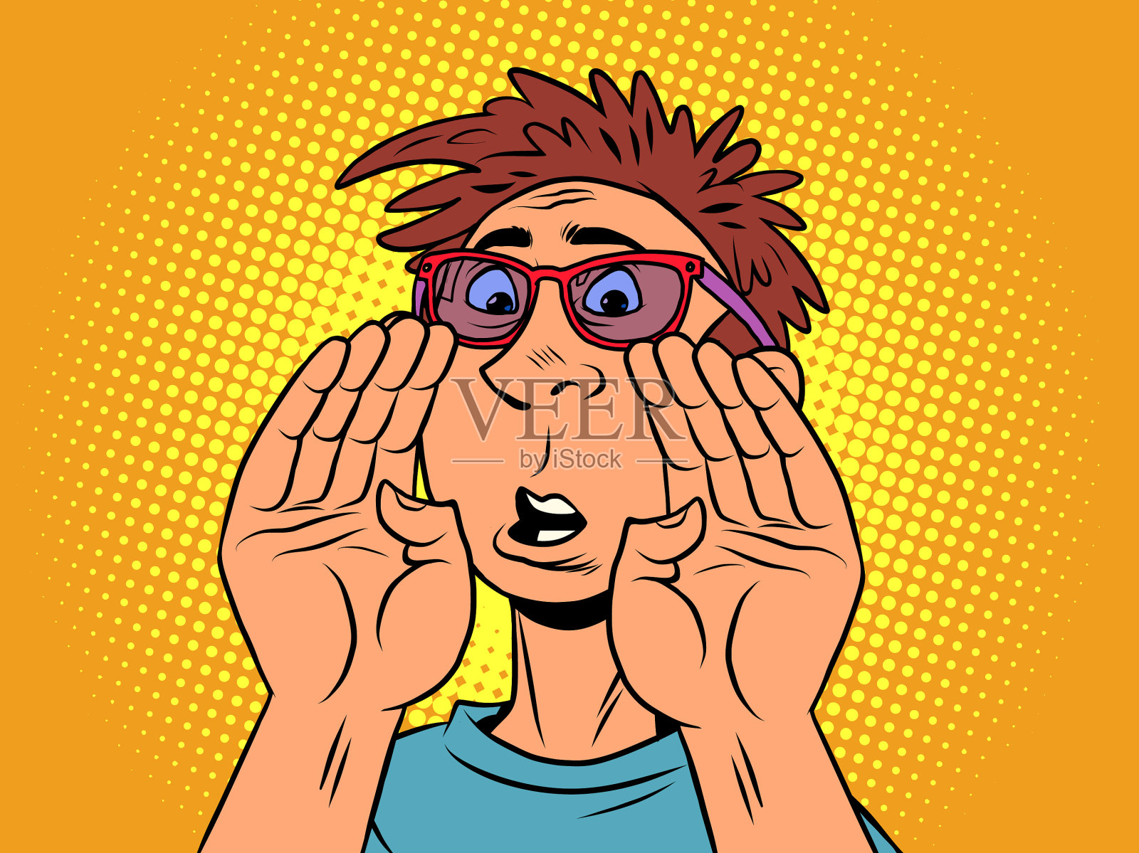 一个悲伤的人用手喊一个年轻人插画图片素材