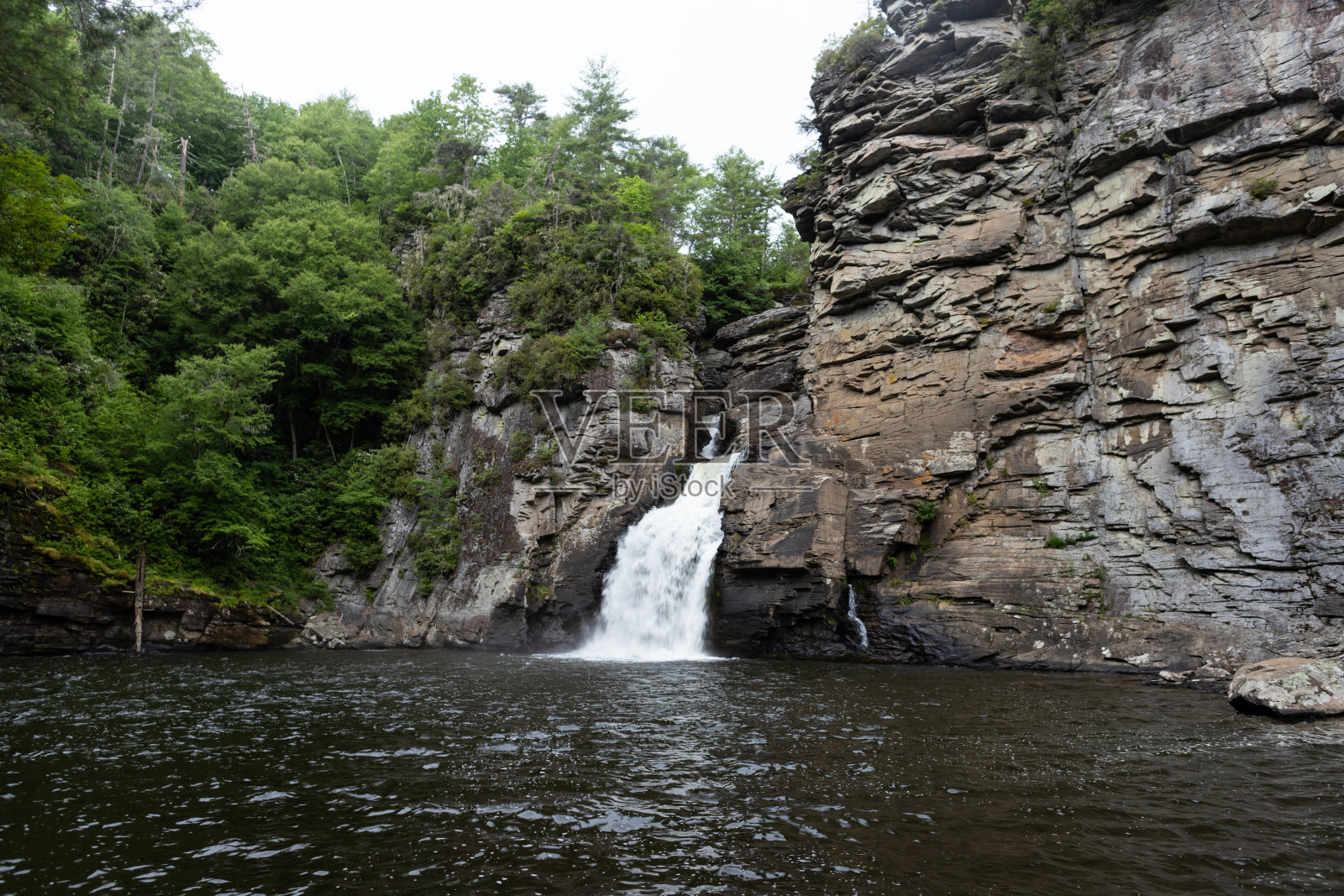 北卡罗来纳州蓝岭山脉的林维尔瀑布照片摄影图片
