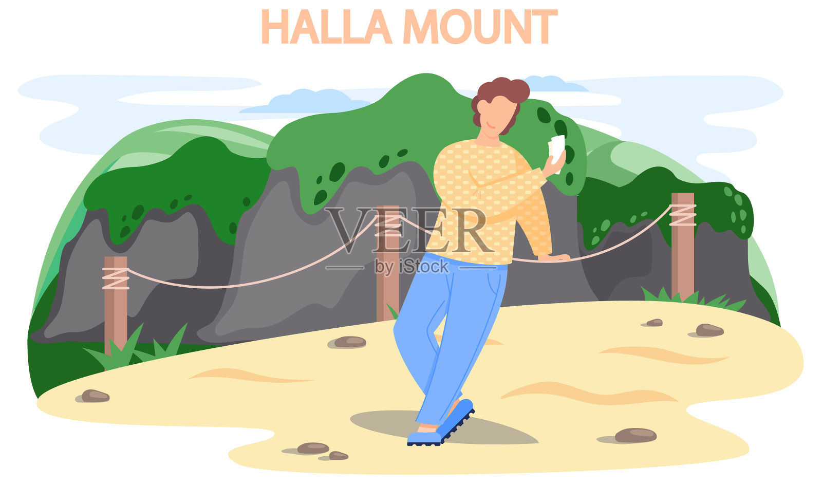 汉拿山著名的地标济州岛插画图片素材