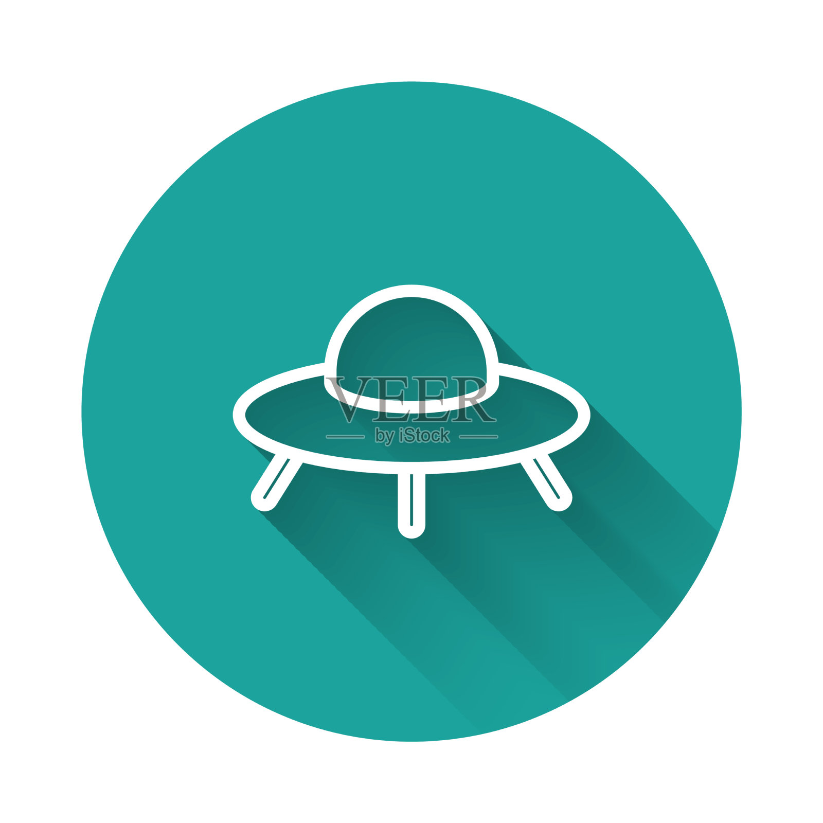 白线UFO飞行宇宙飞船图标孤立插画图片素材