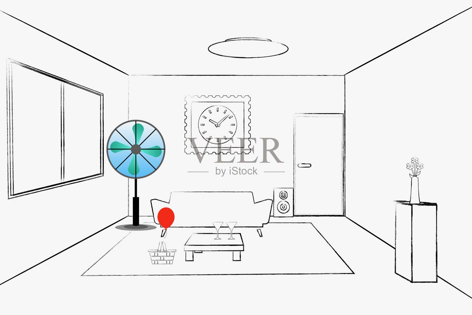 风扇插画图片素材