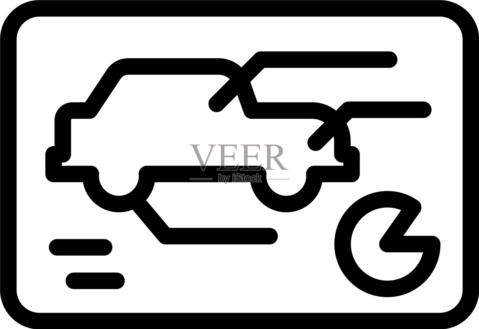 电动自动驾驶汽车图标轮廓风格插画图片素材
