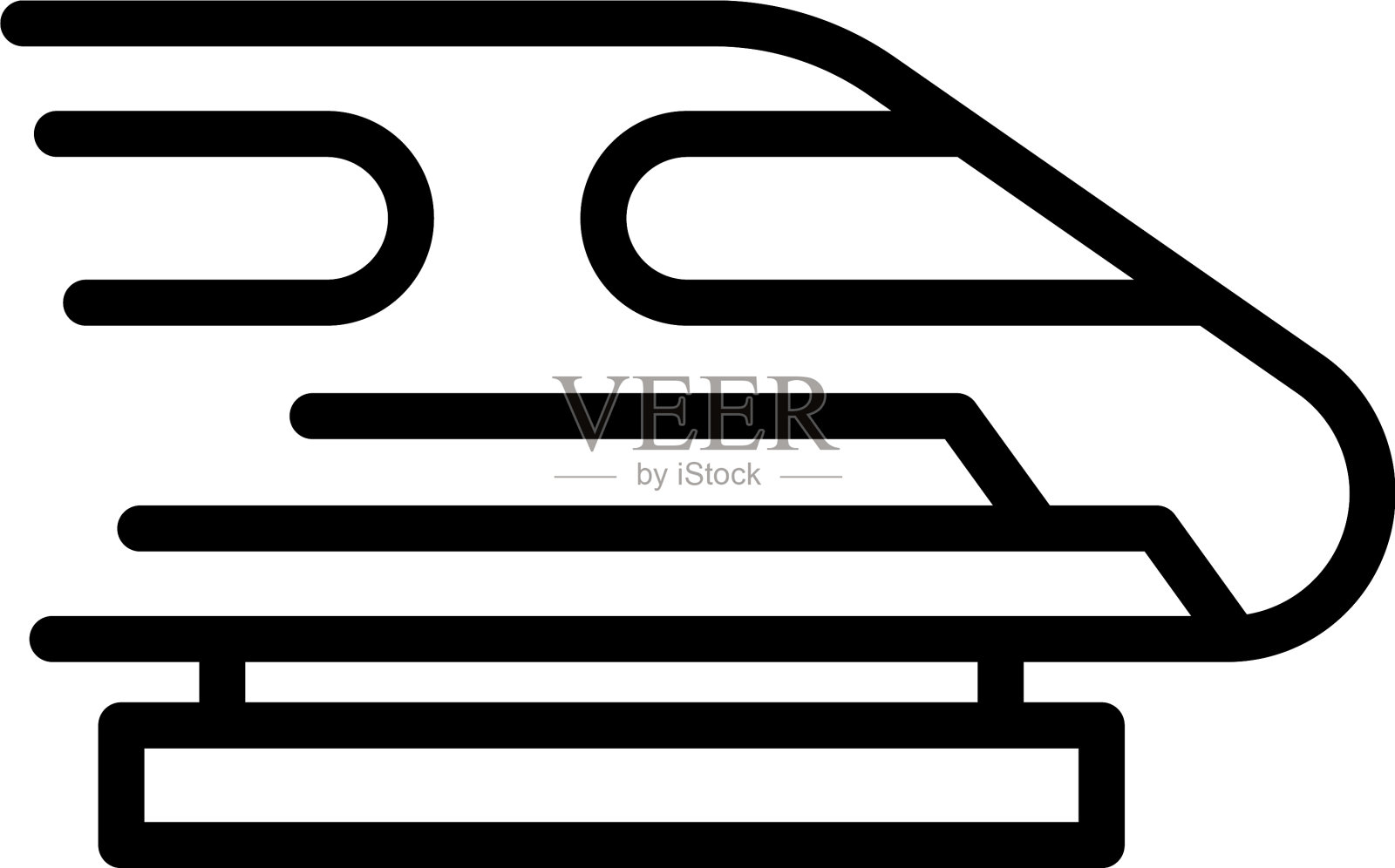 货物快速列车图标轮廓风格插画图片素材