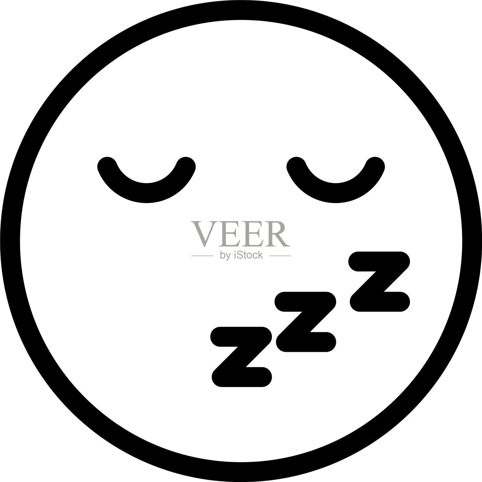 昏昏欲睡的表情符号图标轮廓风格插画图片素材