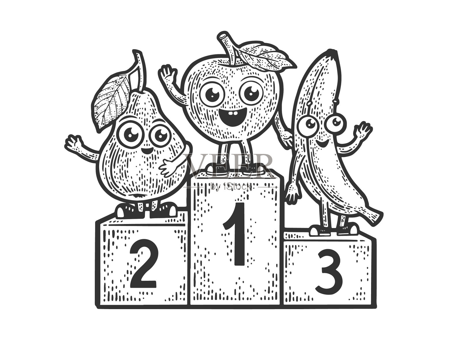 卡通水果底座线艺术素描设计元素图片