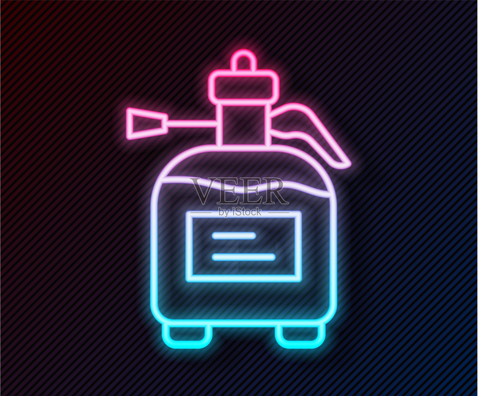 发光的霓虹灯线花园喷雾器的水插画图片素材