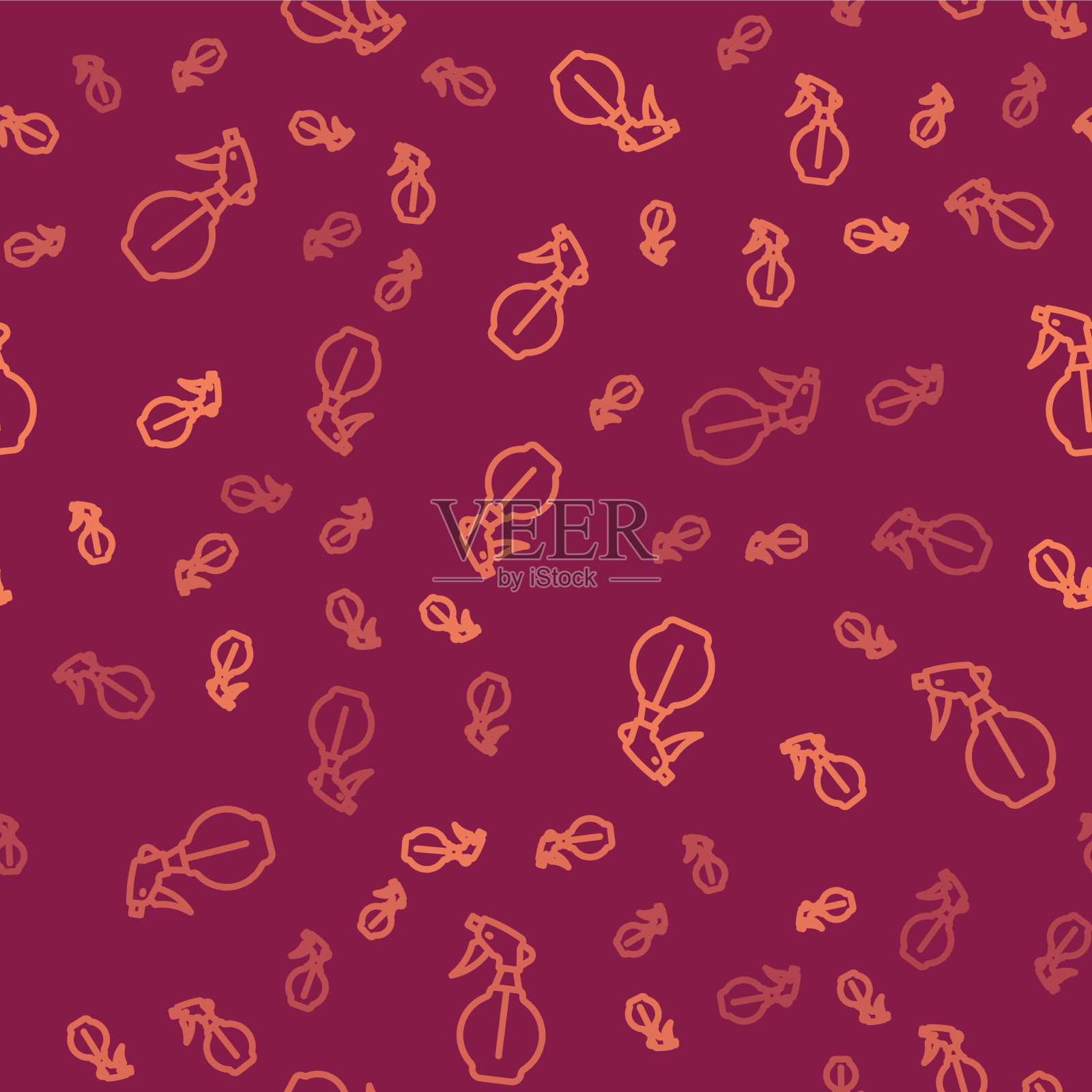 棕色线水喷瓶图标隔离插画图片素材