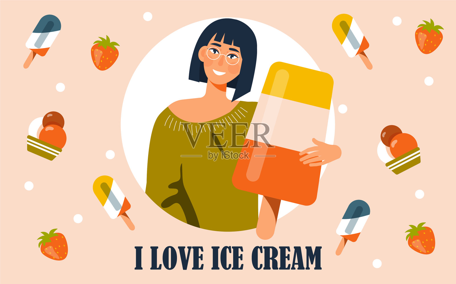 不同的冰淇淋，冰棒，水果，冰图标素材