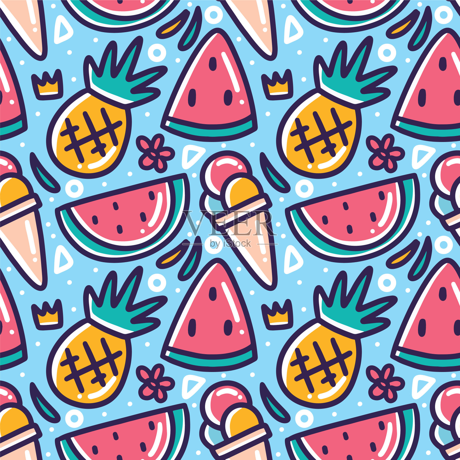 涂鸦集暑假手绘图标素材