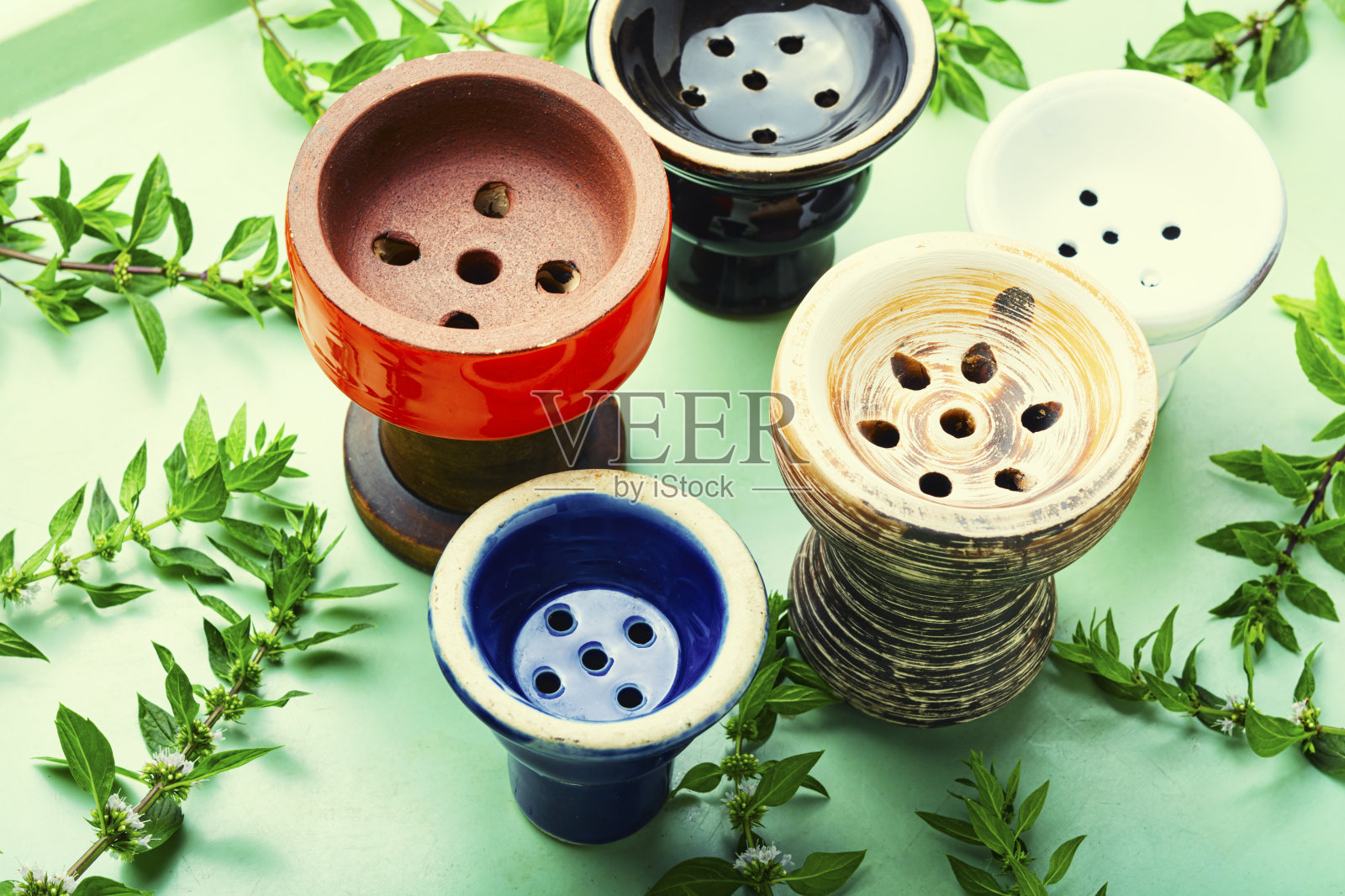 用新鲜薄荷抽水烟照片摄影图片