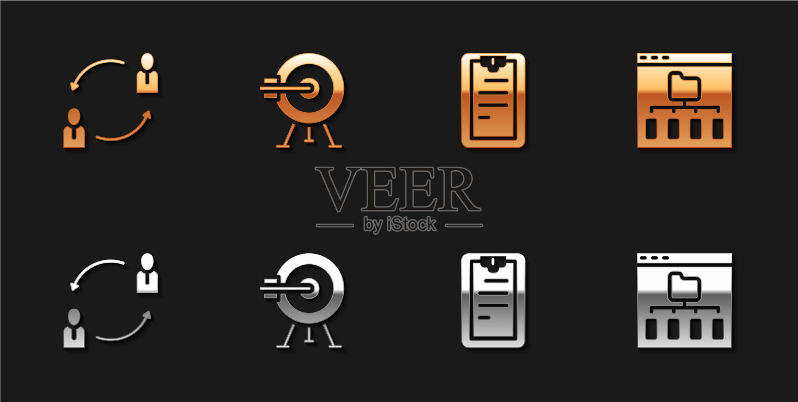 用箭头剪贴板设置人力资源目标图标素材