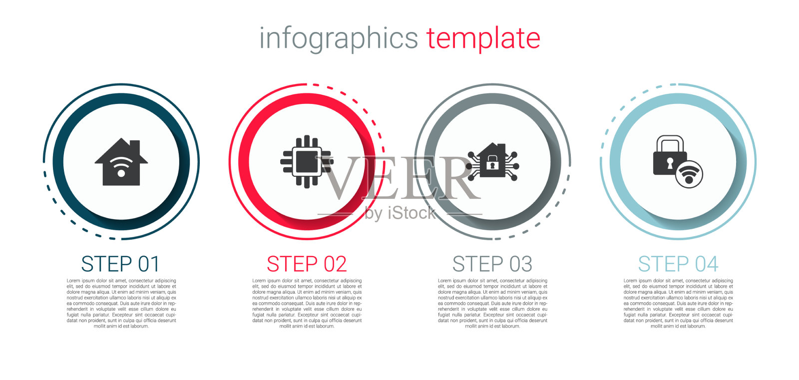 配备wi-fi处理器和CPU的智能家居插画图片素材