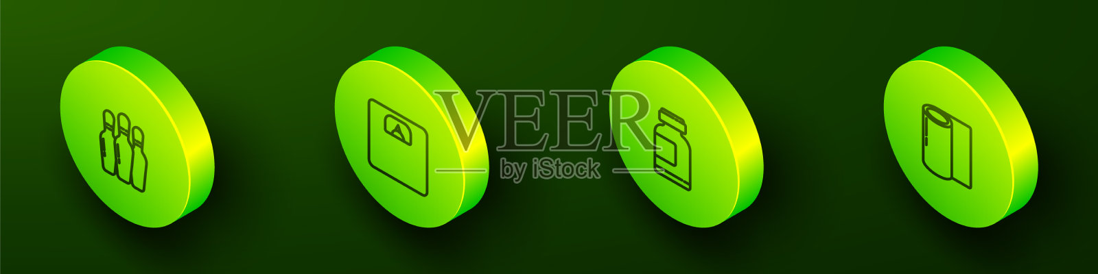 设置等距线保龄球瓶浴室磅秤图标素材