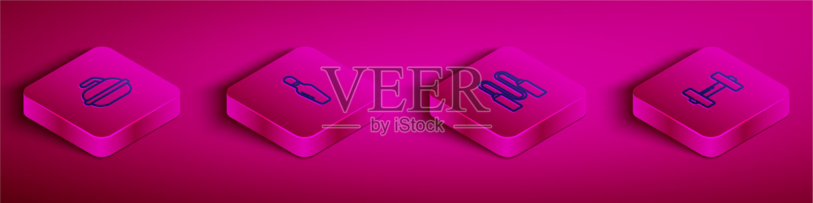 为冰壶运动设置等距线石图标素材