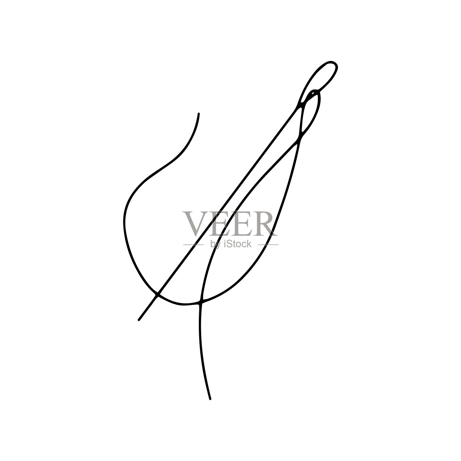 针线黑白涂鸦设计元素图片