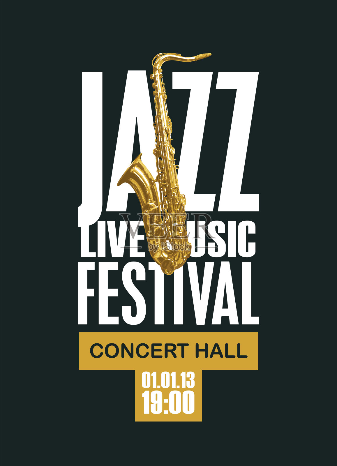 爵士音乐节萨克斯风现场音乐海报设计模板素材