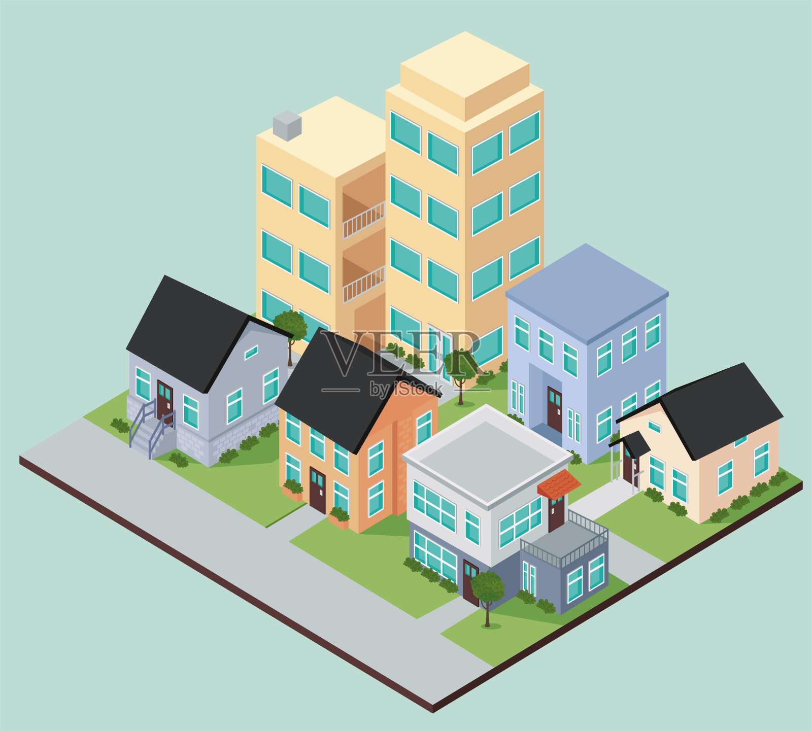 一套三维建筑插画图片素材