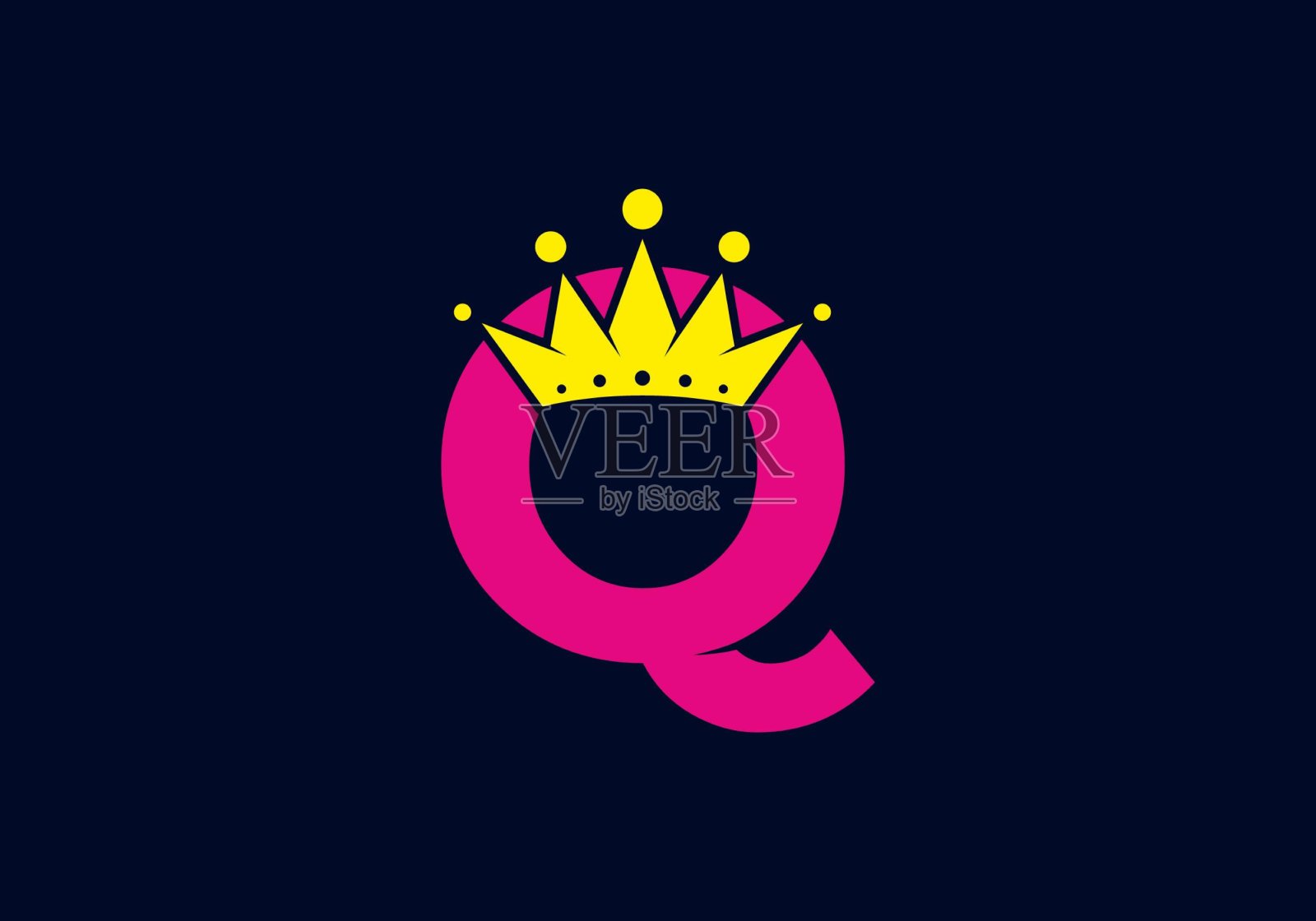 首字母Q带有皇冠图案设计元素图片