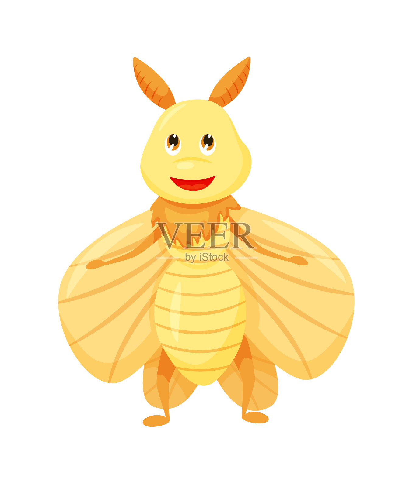 卡通飞蛾甲虫孤立在白色背景上插画图片素材