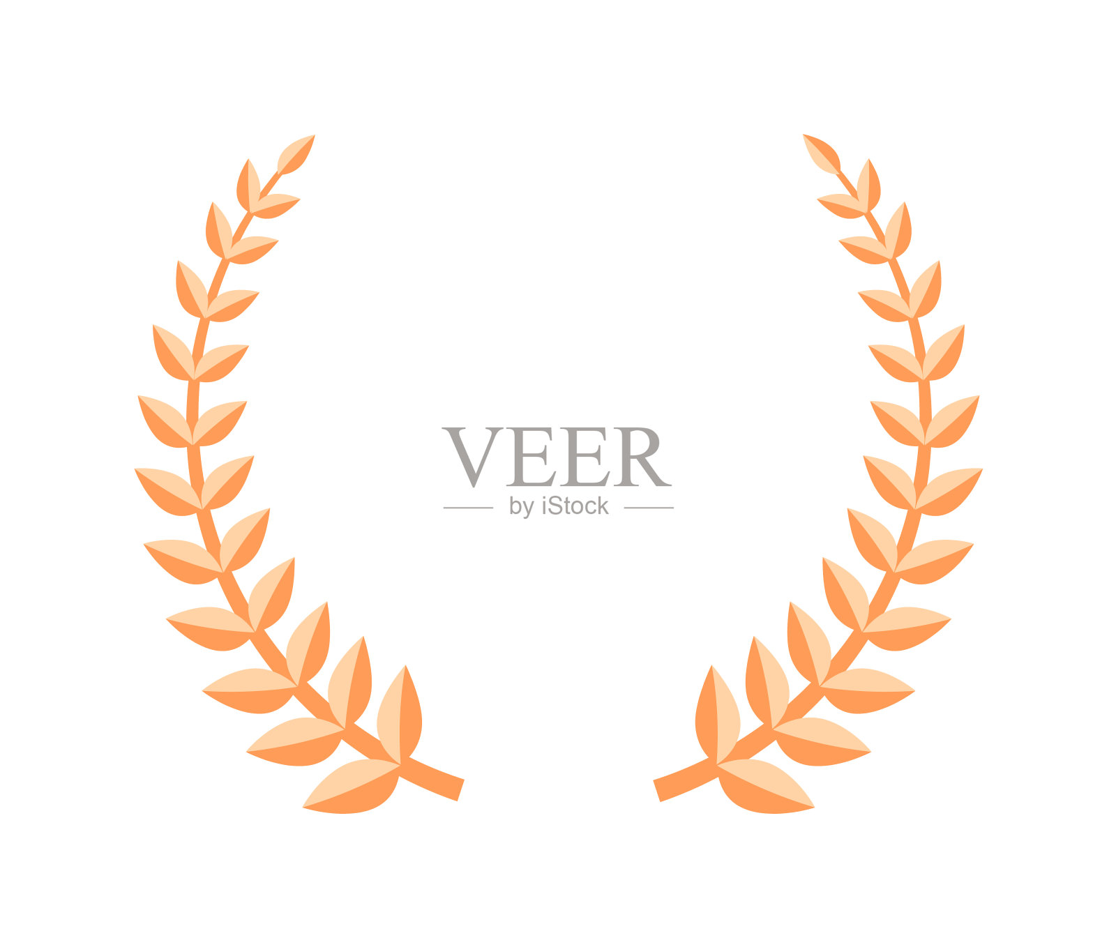 青铜月桂叶花环奖孤白插画图片素材