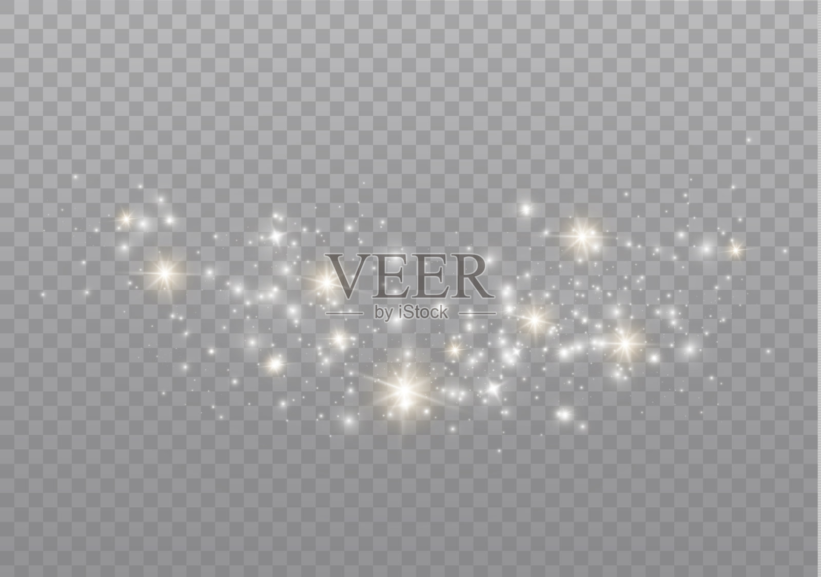 尘埃迸出火花，金色的星星闪烁着特殊的光芒。插画图片素材