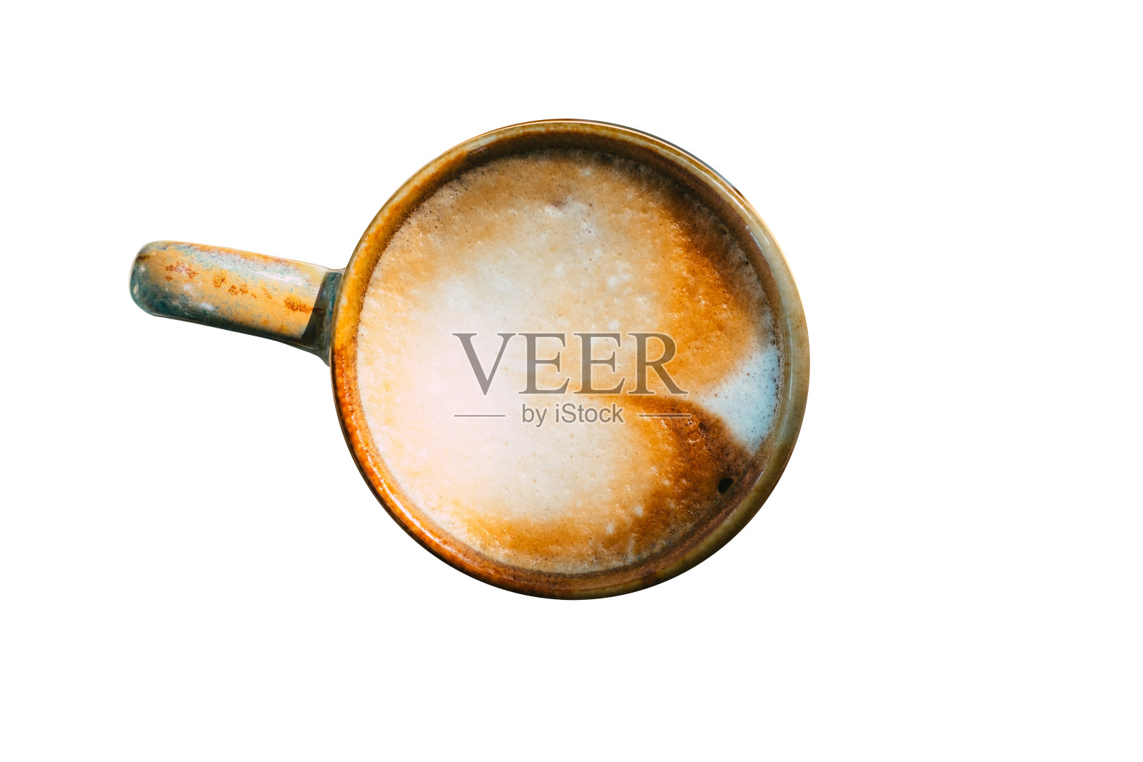 绿诗杯拿铁咖啡Object still life isolated with background照片摄影图片