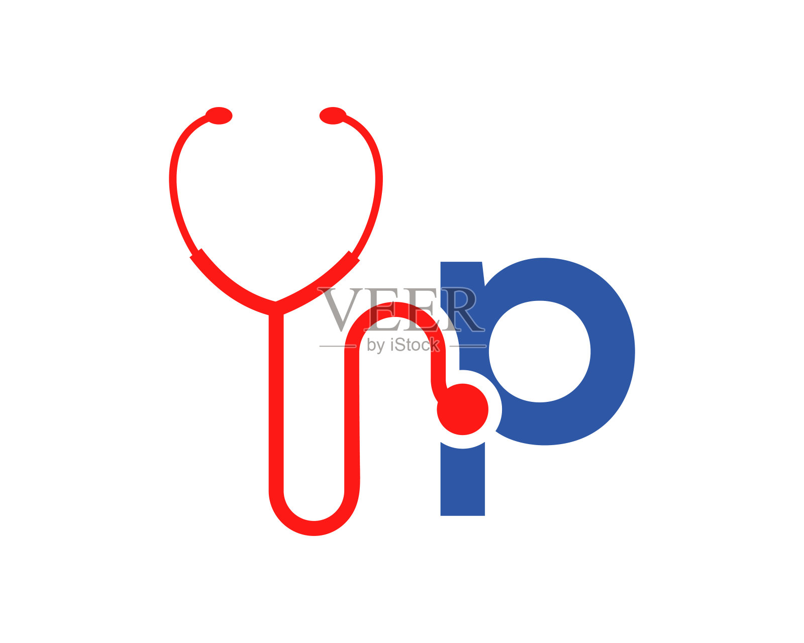 健康保健标志与P字母概念。听诊器标志P字母概念。扩音听诊器标识插画图片素材