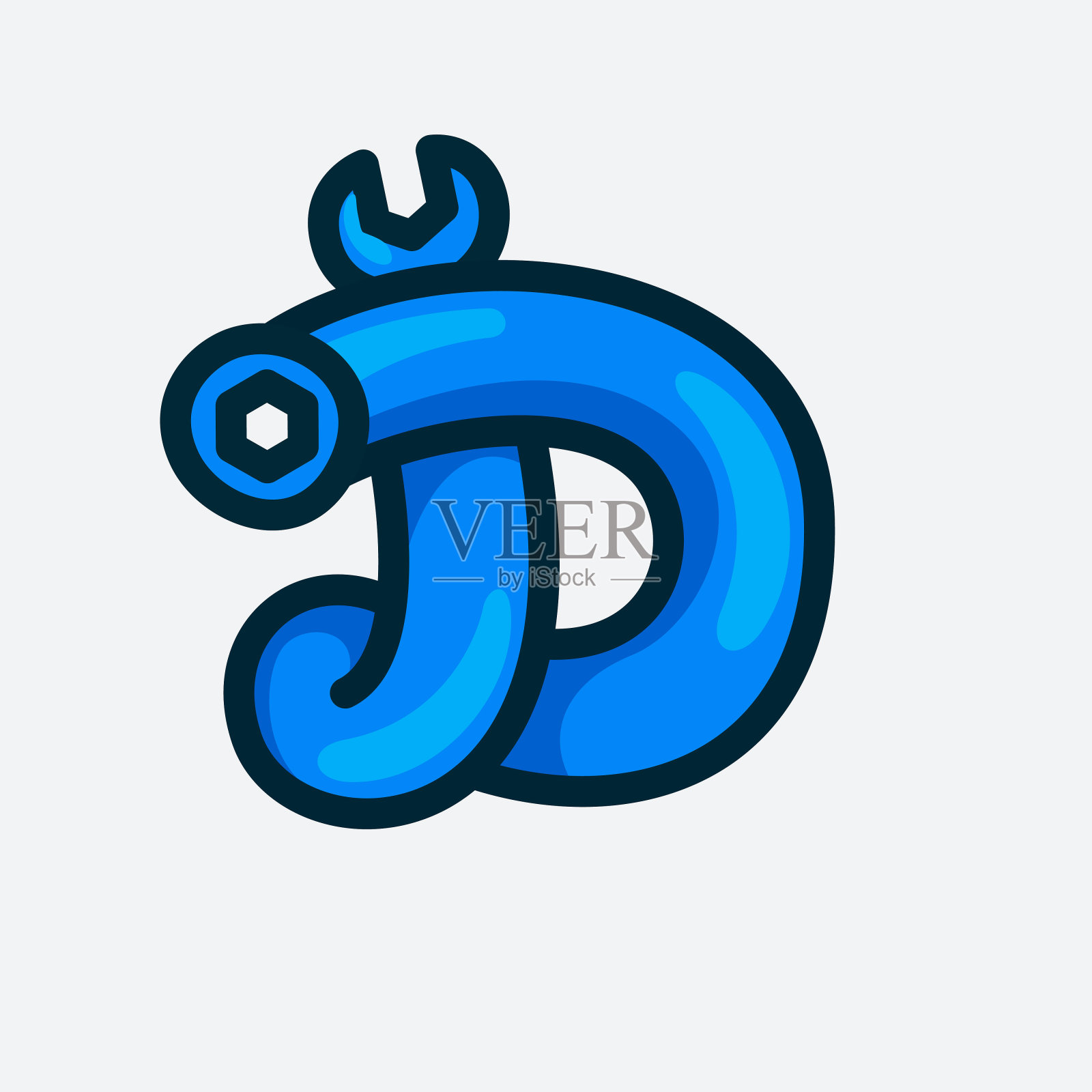 用扳手做成的字母标识。插画图片素材