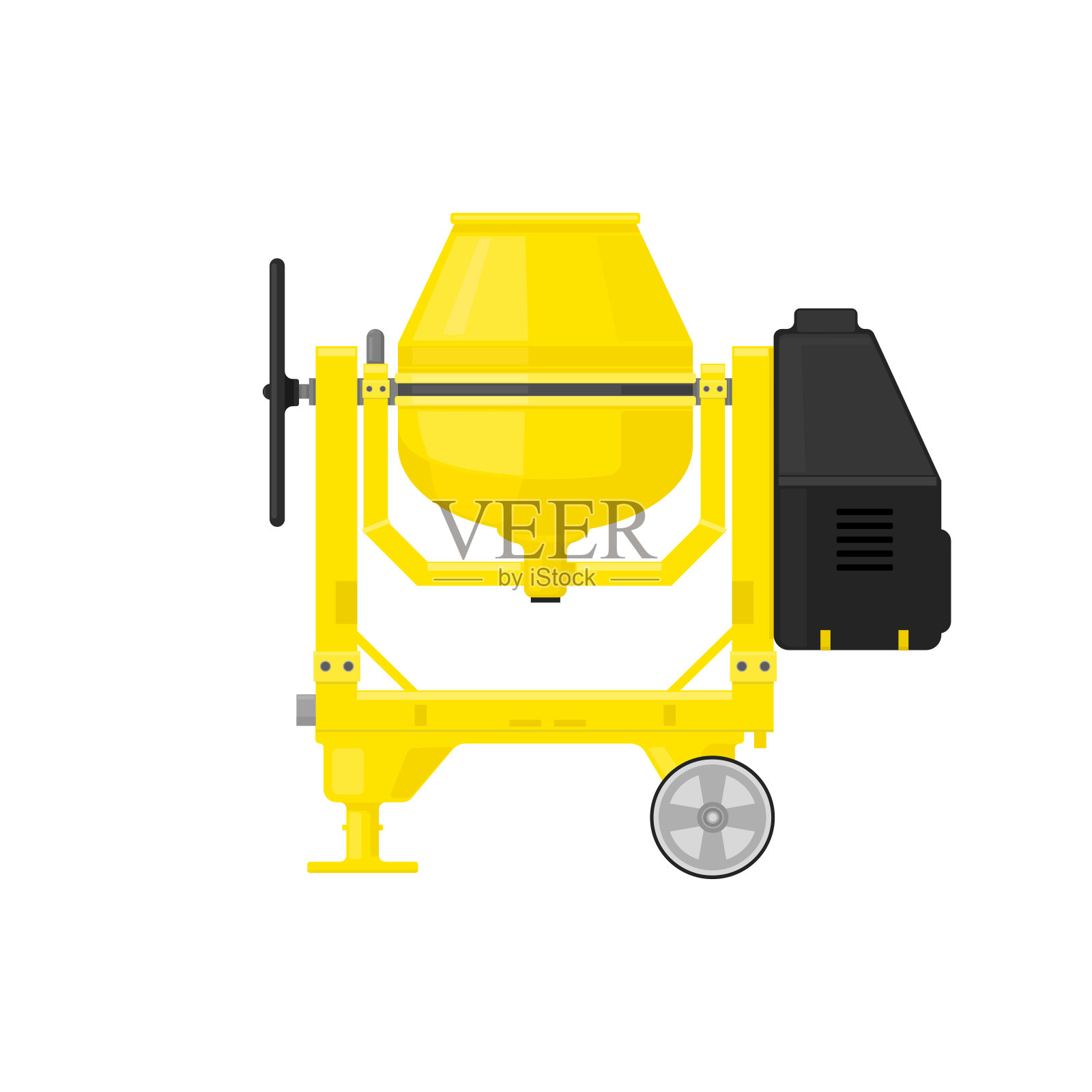 混凝土水泥搅拌机平面矢量图标插图插画图片素材