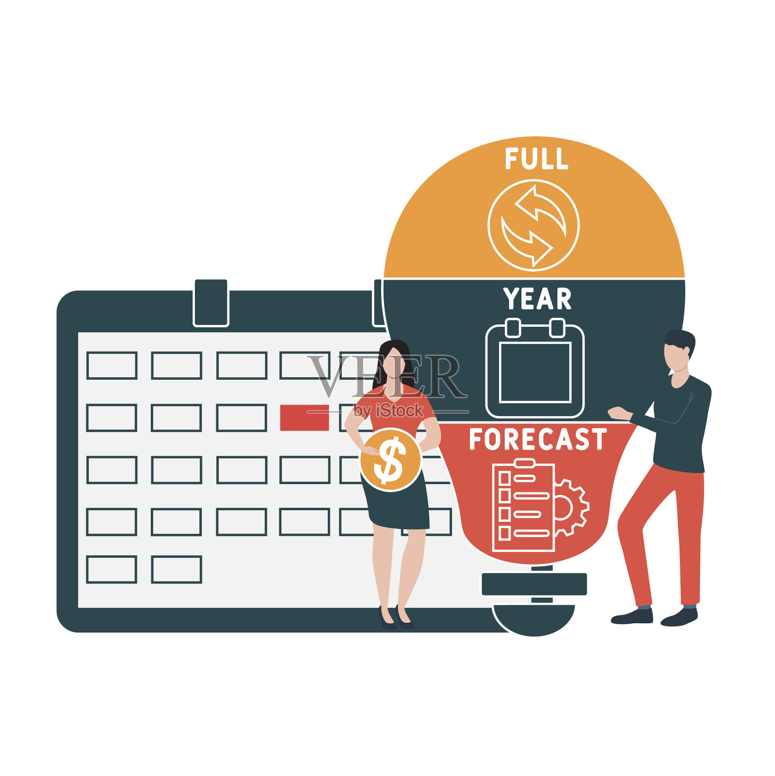 扁平化设计以人为本。FYF -全年预测首字母缩写。设计模板素材