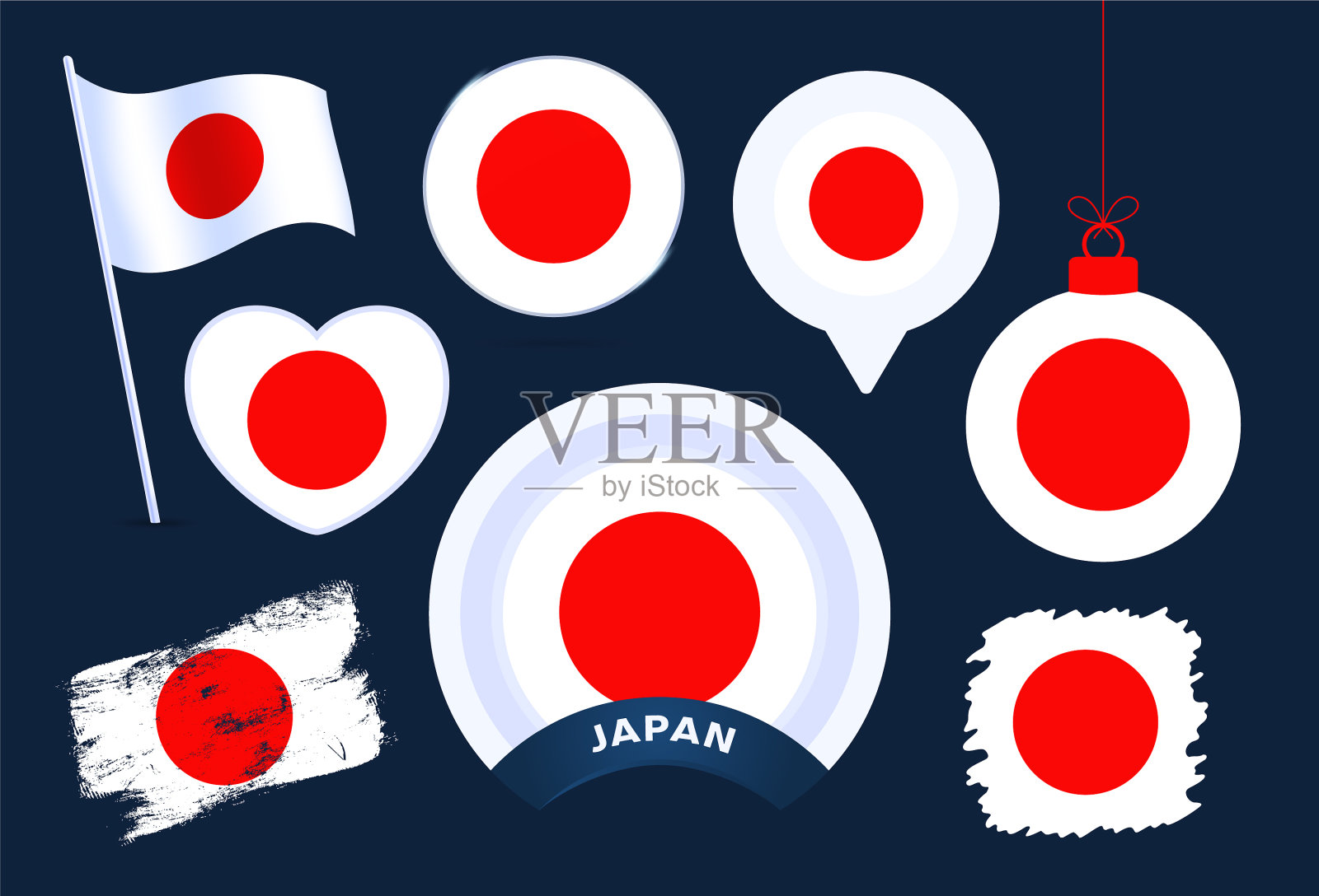日本国旗收藏大套国旗图标素材