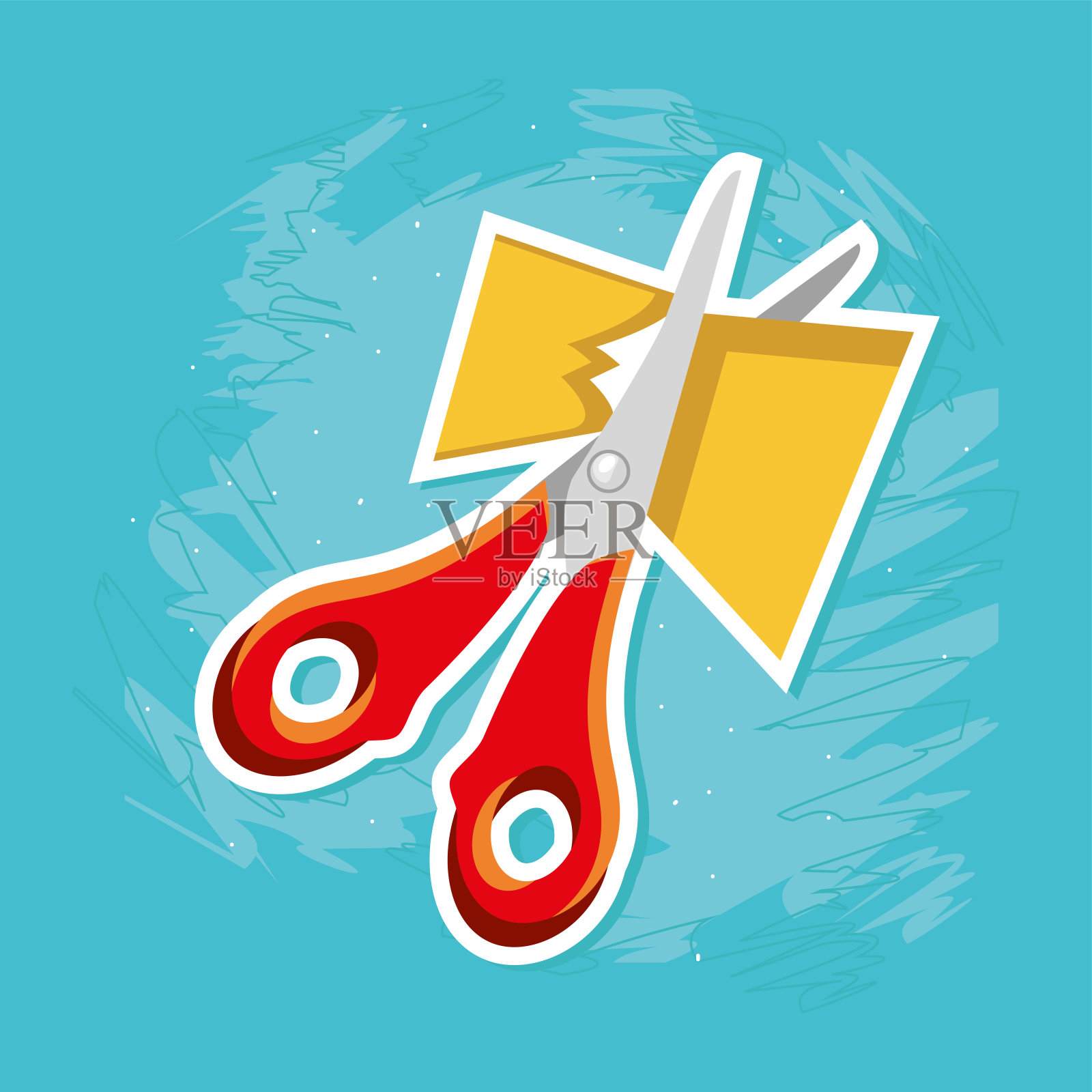 剪刀裁纸插画图片素材