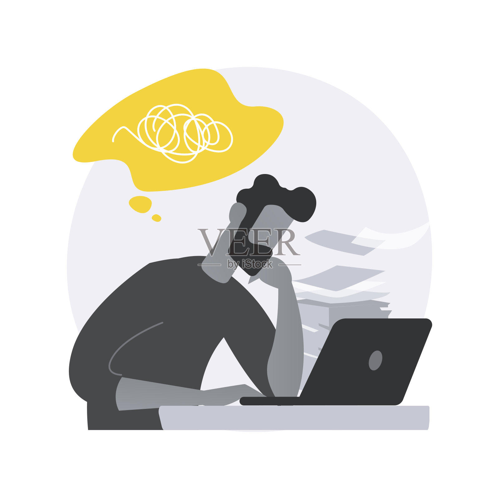 情绪倦怠抽象概念向量插图。插画图片素材