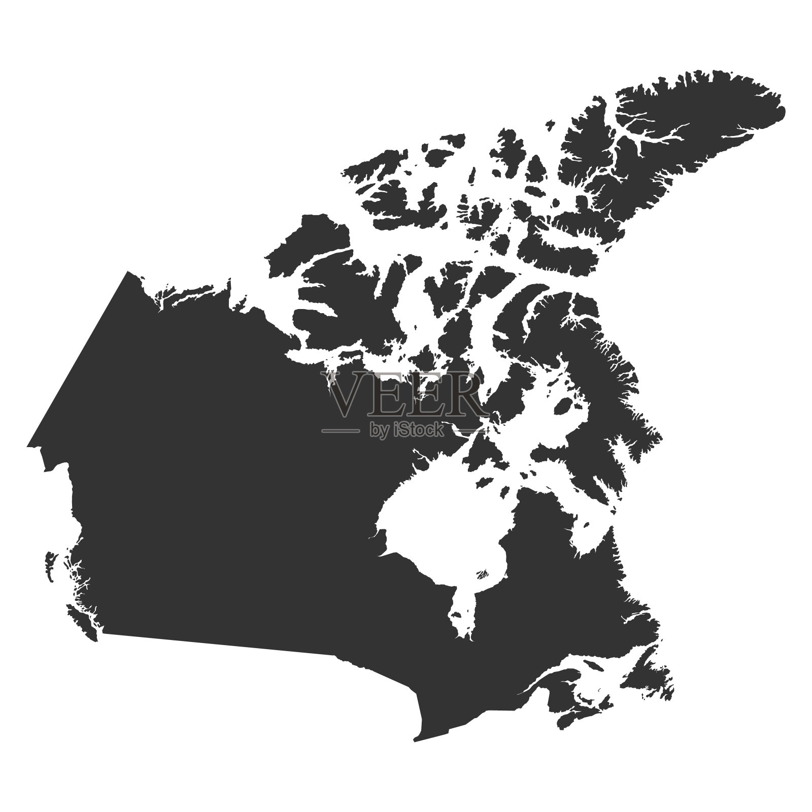 加拿大的地图。加拿大国家地图的剪影。矢量插图。插画图片素材