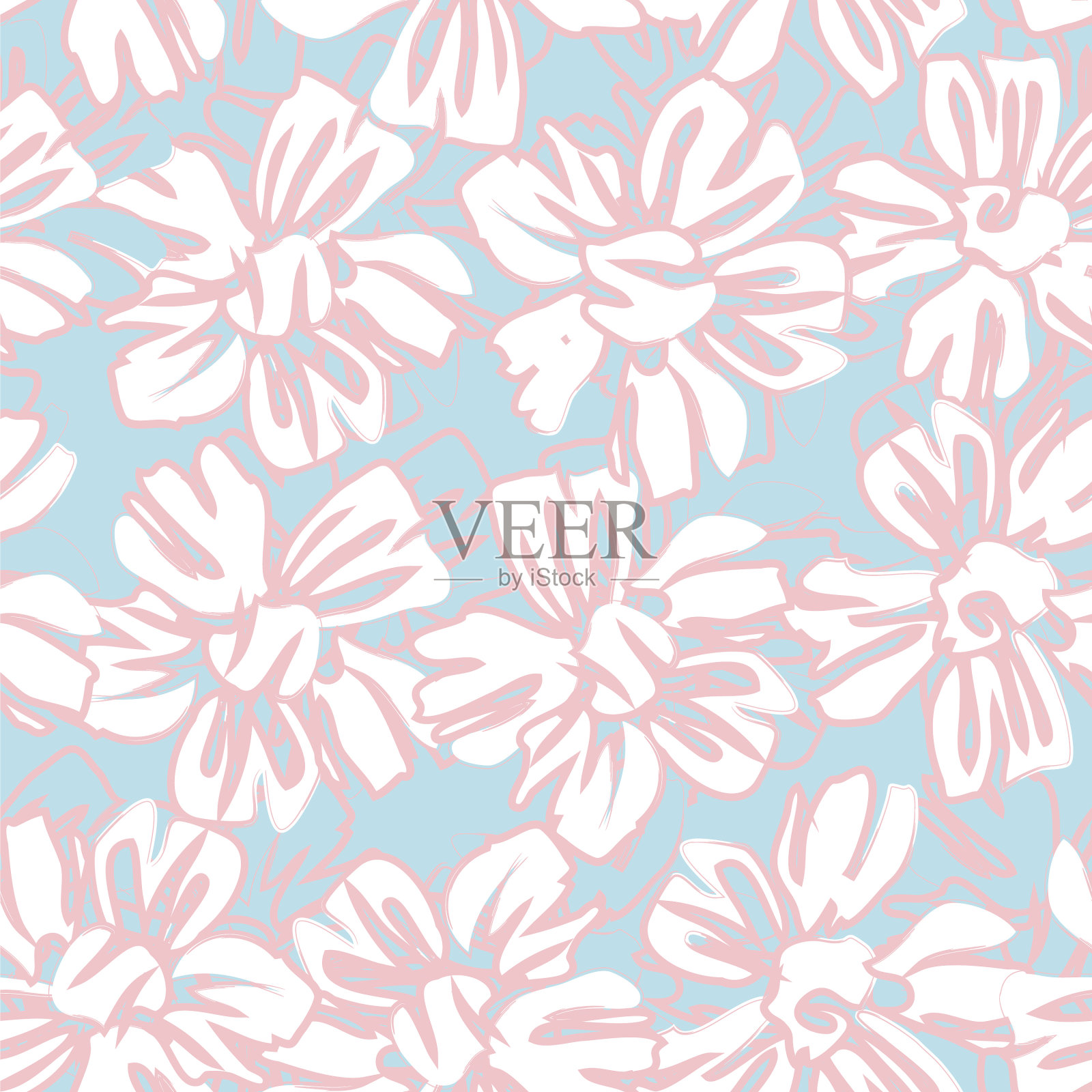 粉彩植物花卉无缝模式插画图片素材