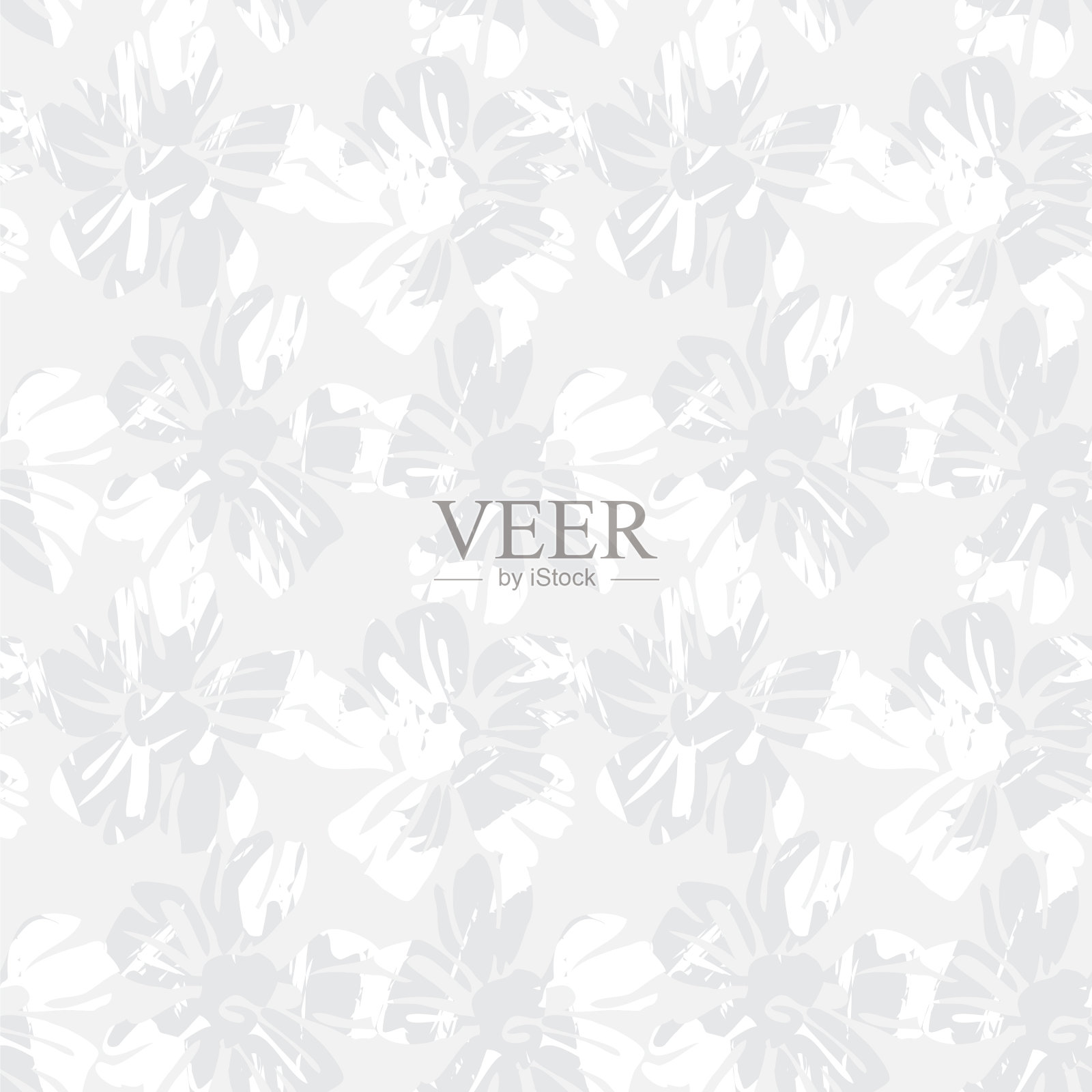 黑白植物花卉无缝花纹插画图片素材