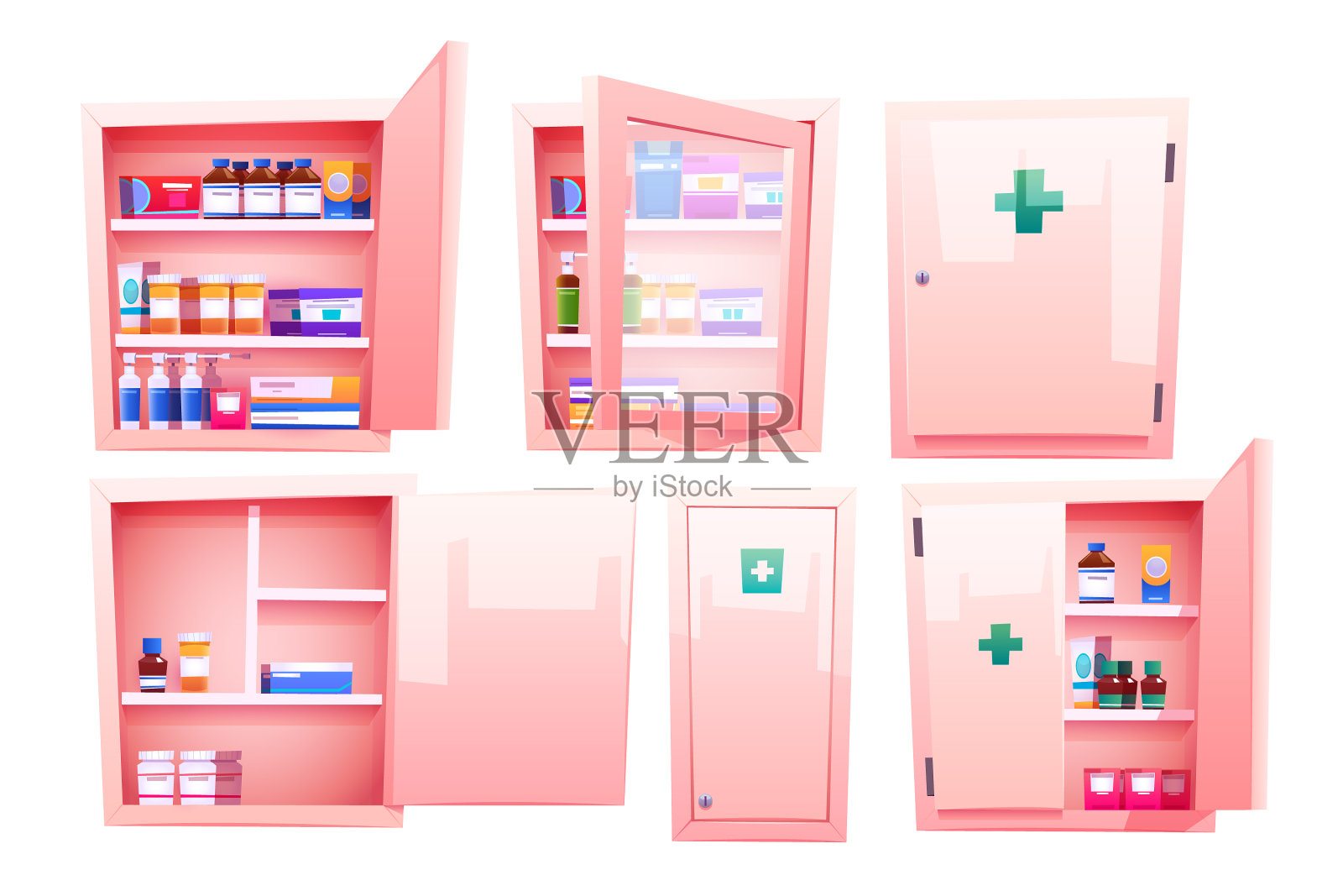 药柜装药的橱柜插画图片素材