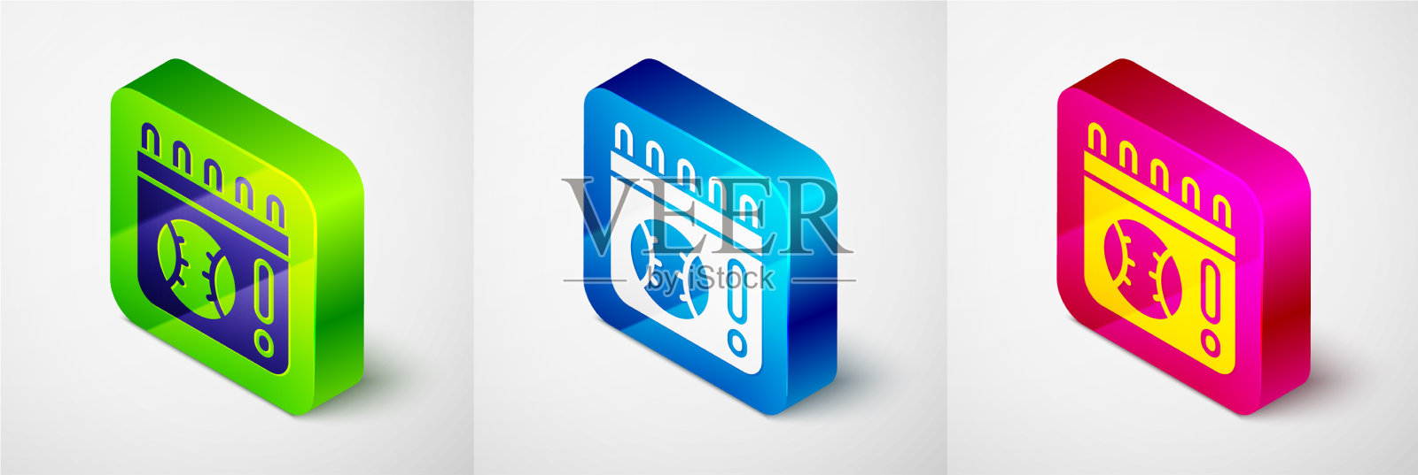 等距日历与棒球游戏图标图标素材