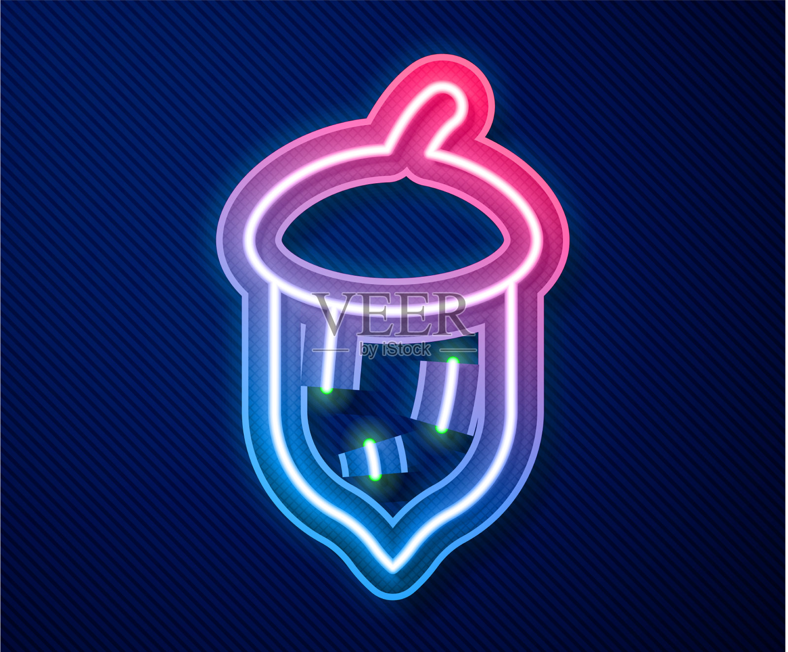 发光的霓虹灯线橡子橡树种子图标插画图片素材