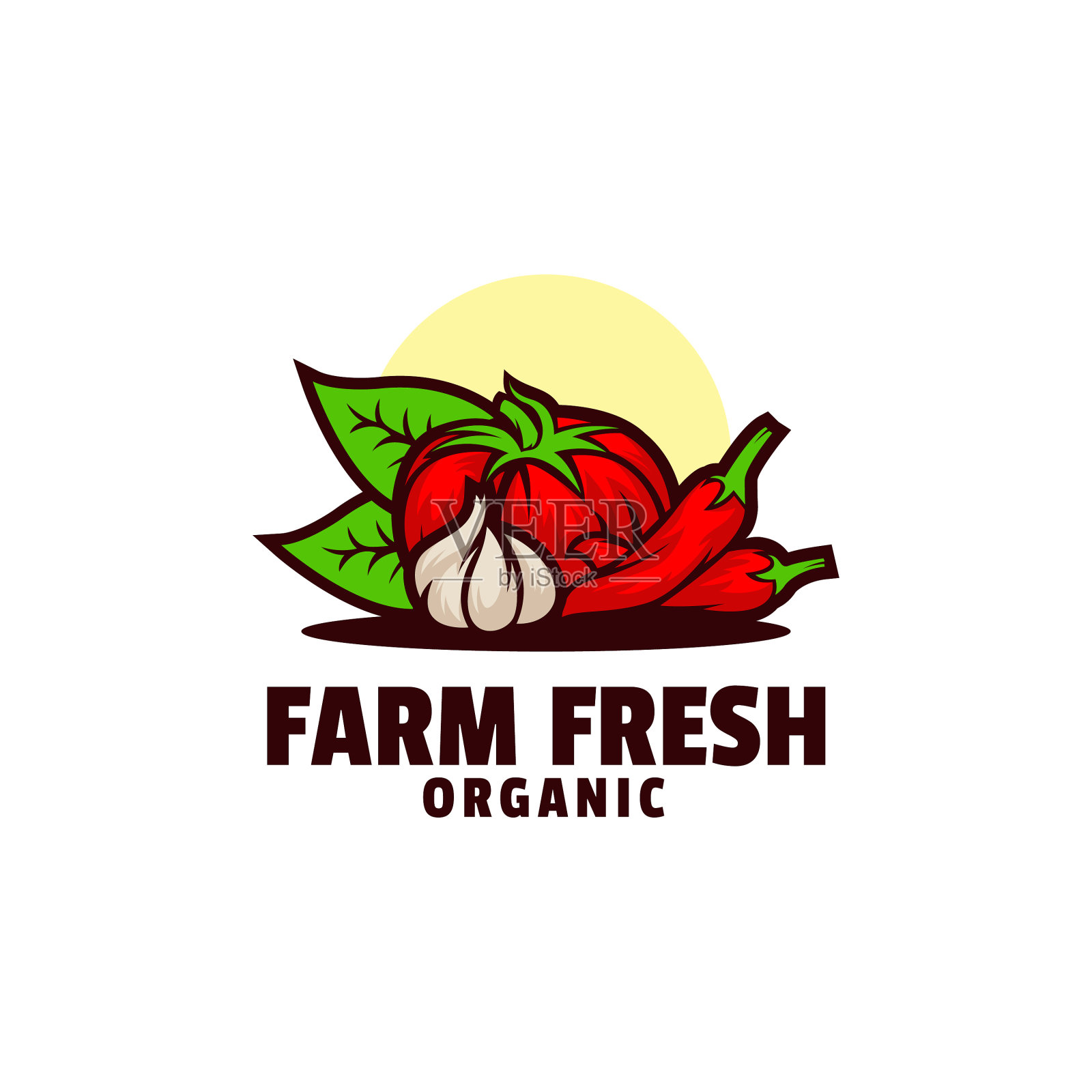 标志新鲜农场吉祥物色彩鲜艳的风格插画图片素材