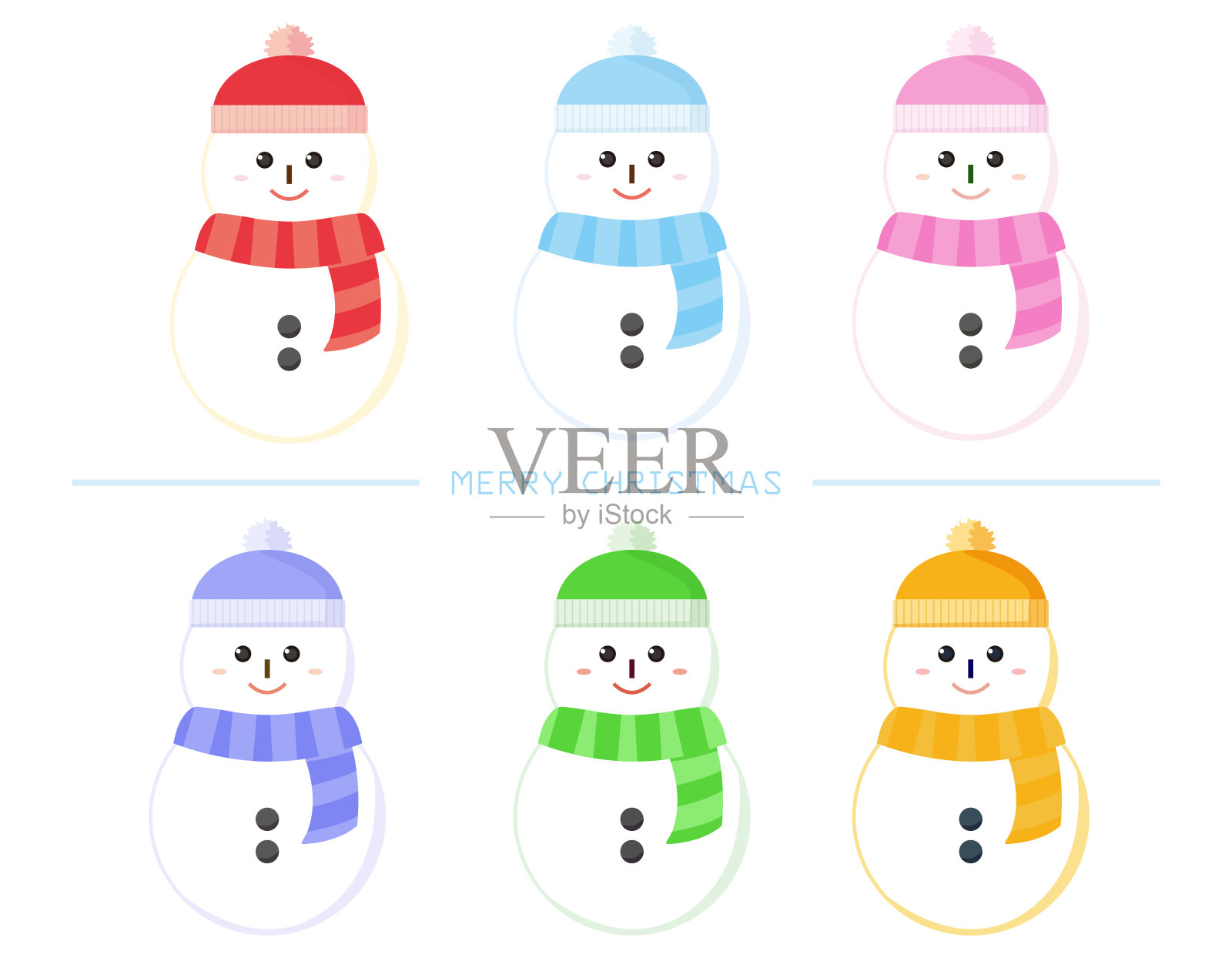 矢量插图的一个可爱的雪人。设计元素图片