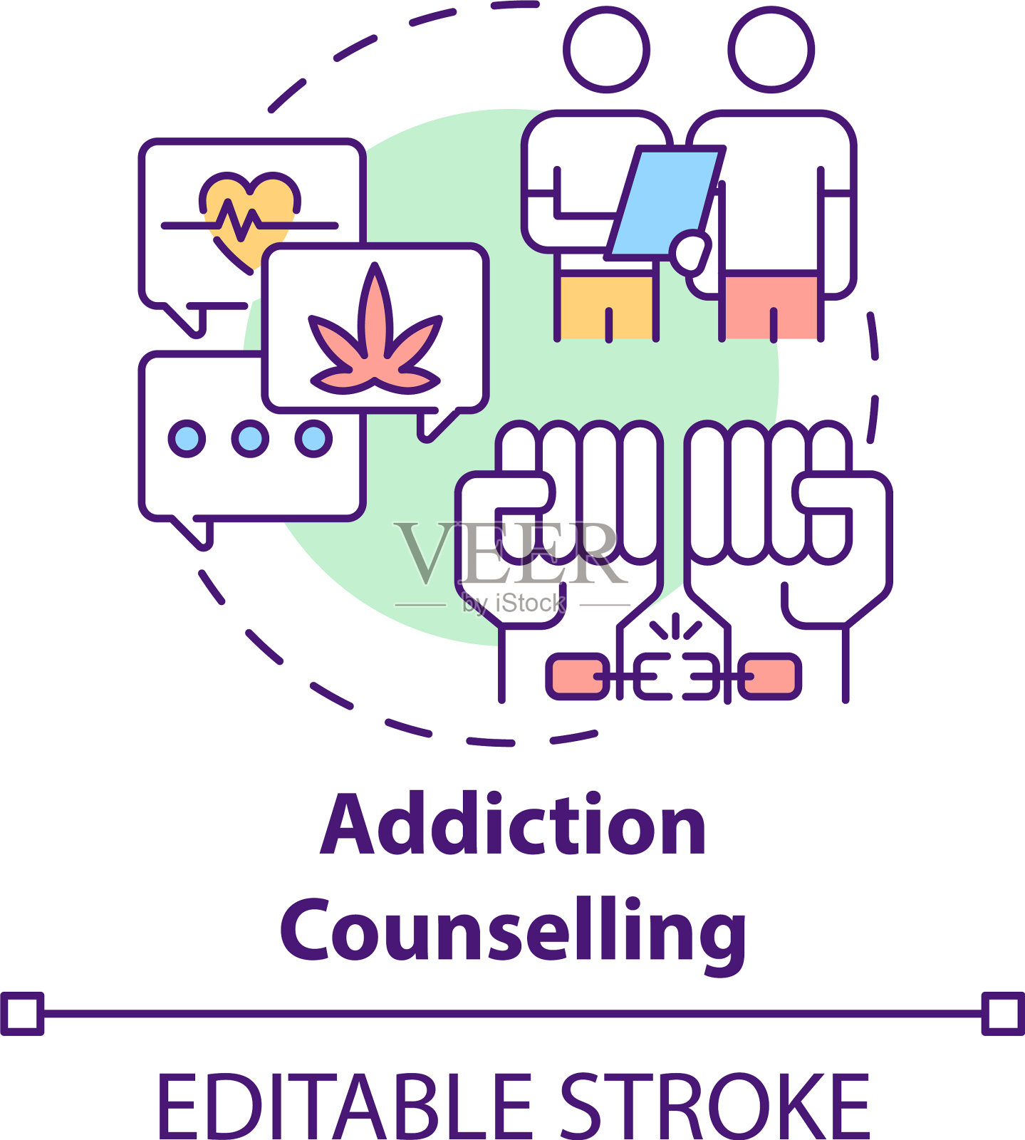 成瘾辅导概念图标插画图片素材