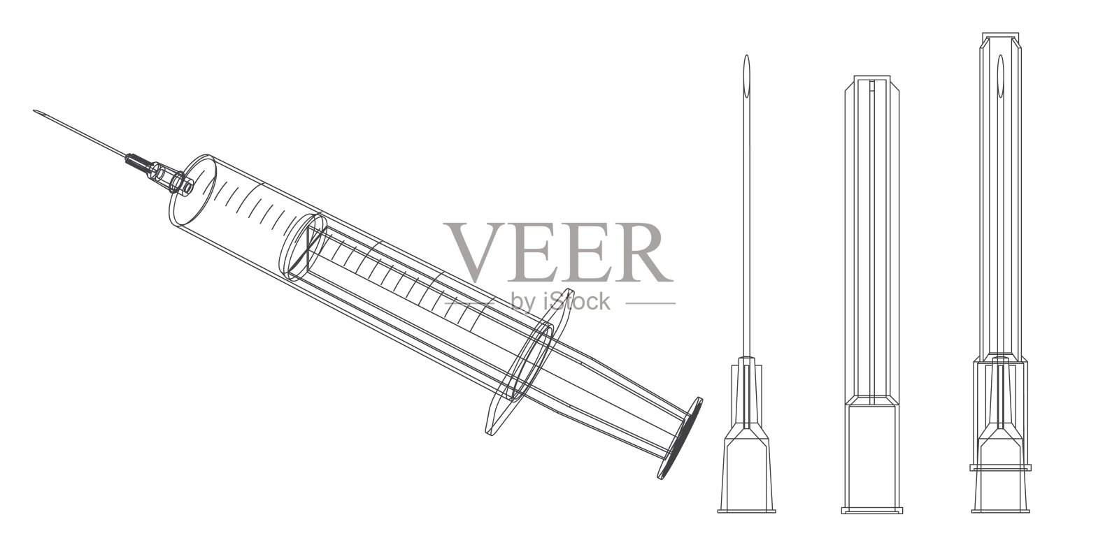 带针的医疗注射器的矢量插图设计元素图片