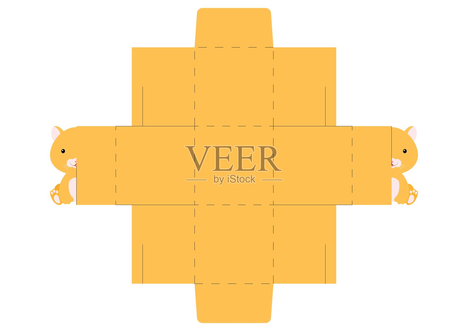 简单的包装喜欢仓鼠盒设计的糖果，糖果，小礼物，面包店。派对包模切模板，伟大的设计为任何目的，生日，婴儿淋浴，万圣节，圣诞节。插画图片素材