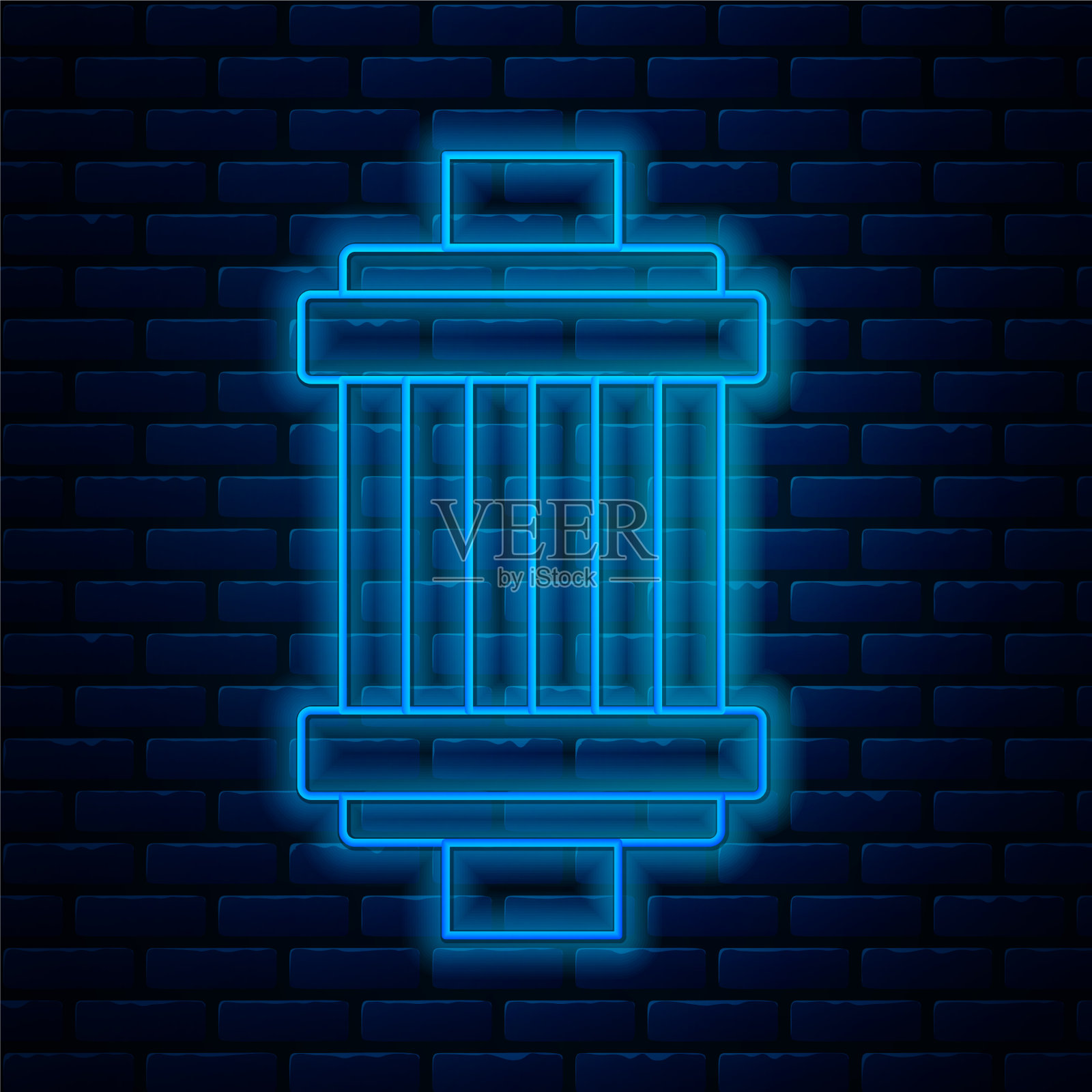 发光的霓虹灯线汽车空气滤清器图标隔离插画图片素材