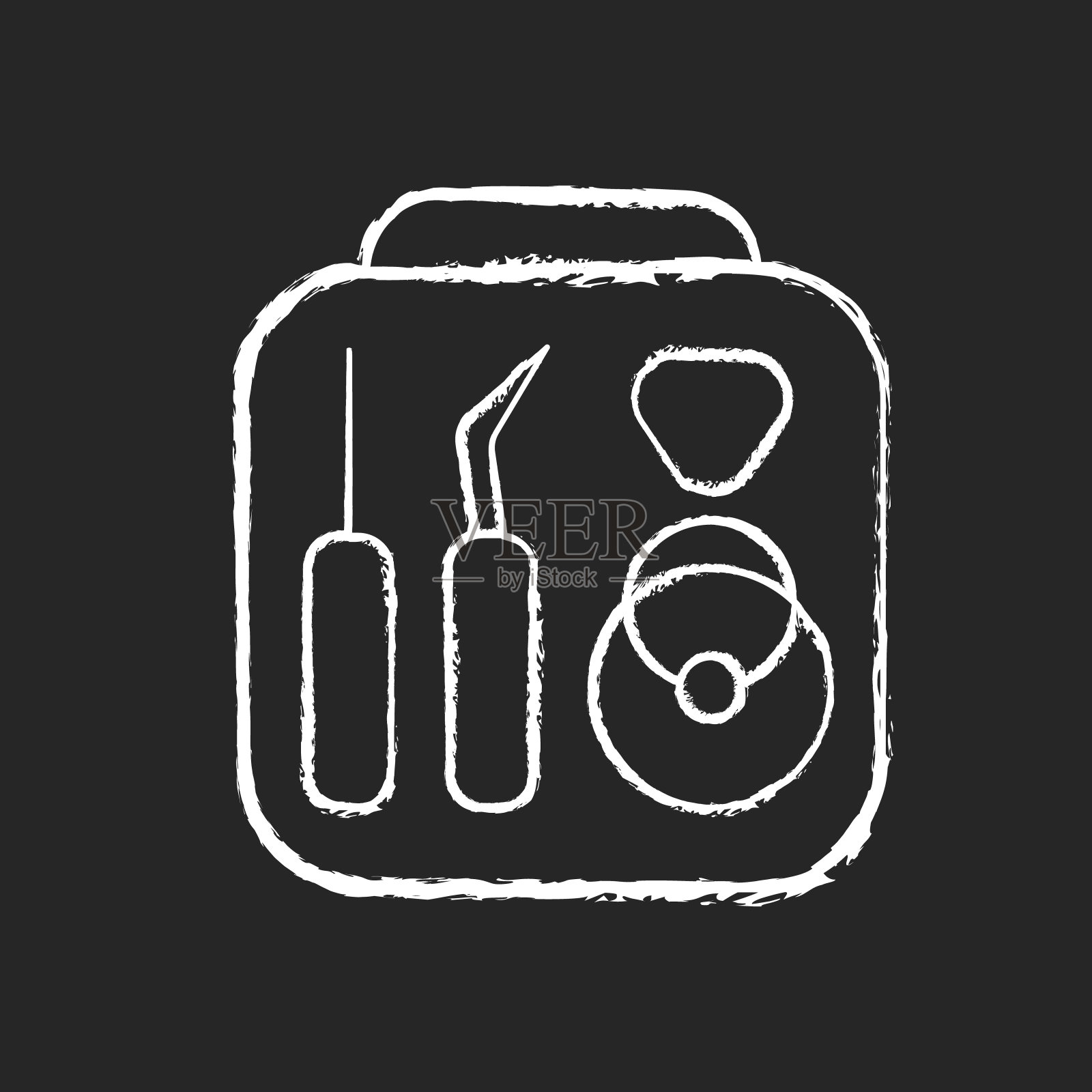 电话维修工具包粉笔白色图标在黑暗的背景插画图片素材