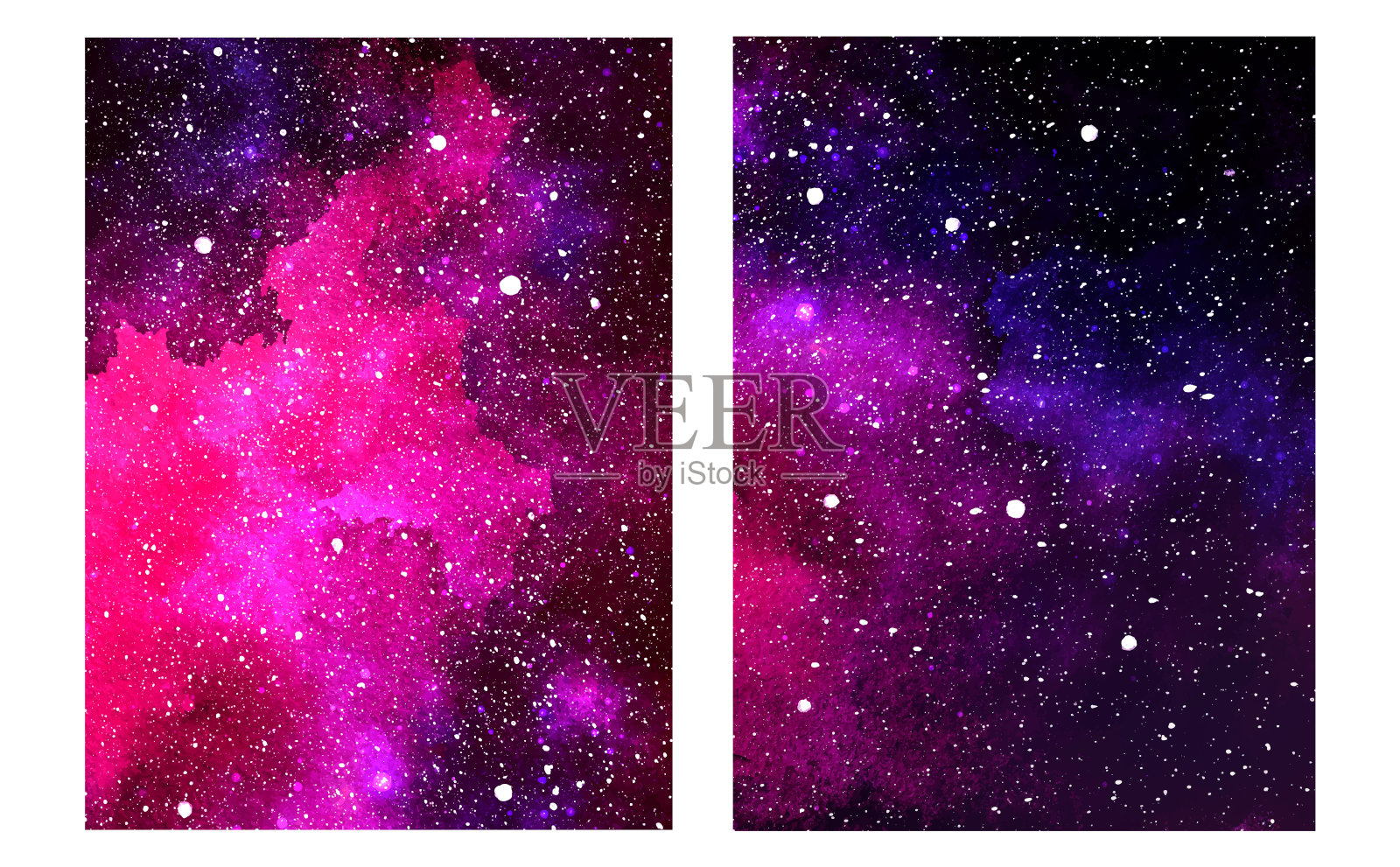 向量宇宙插图。美丽多彩的空间背景。水彩宇宙插画图片素材