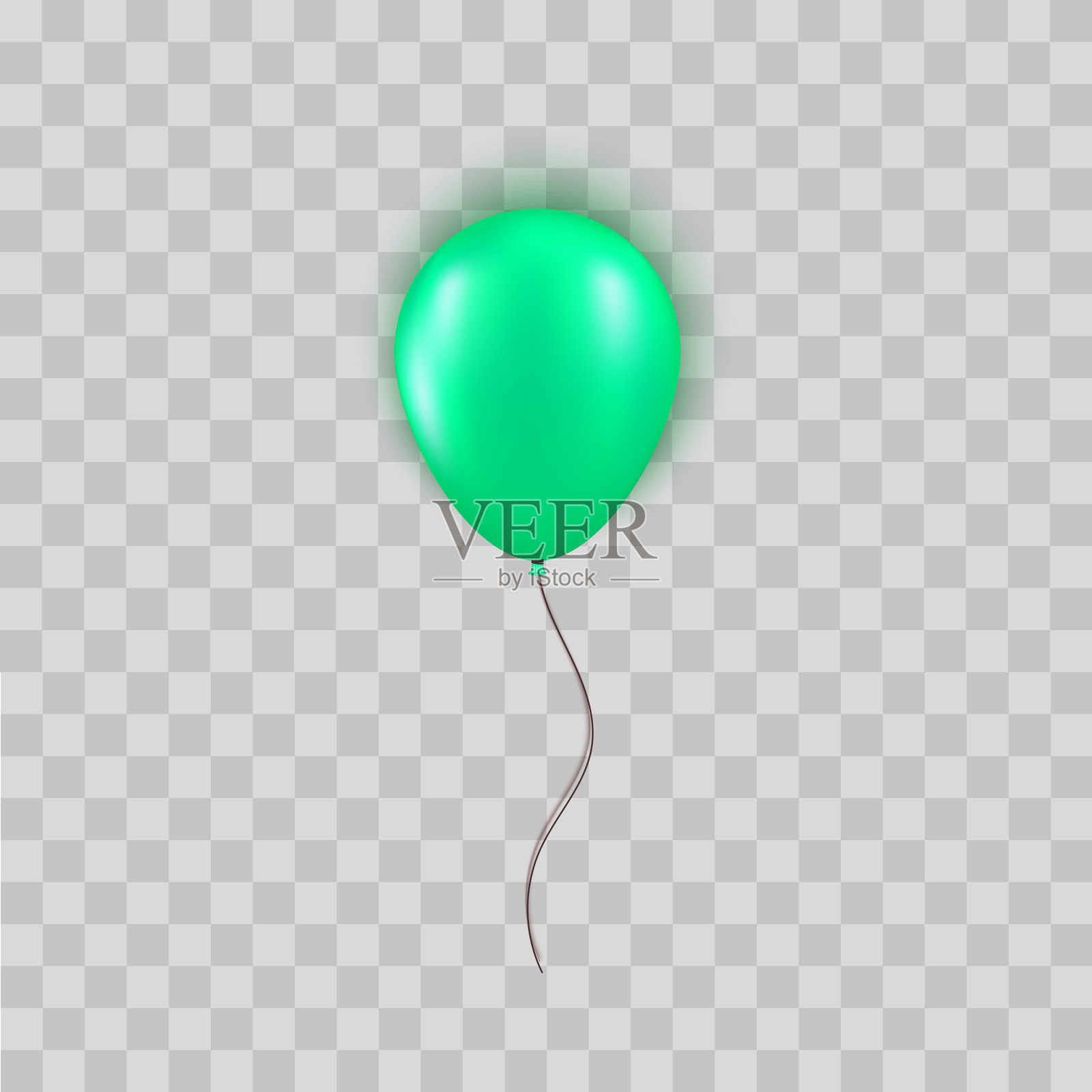 现实的绿色气球孤立在透明插画图片素材