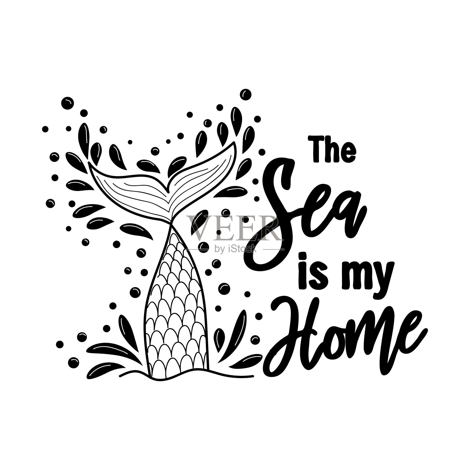 海是我的家美人鱼尾巴卡与水设计元素图片