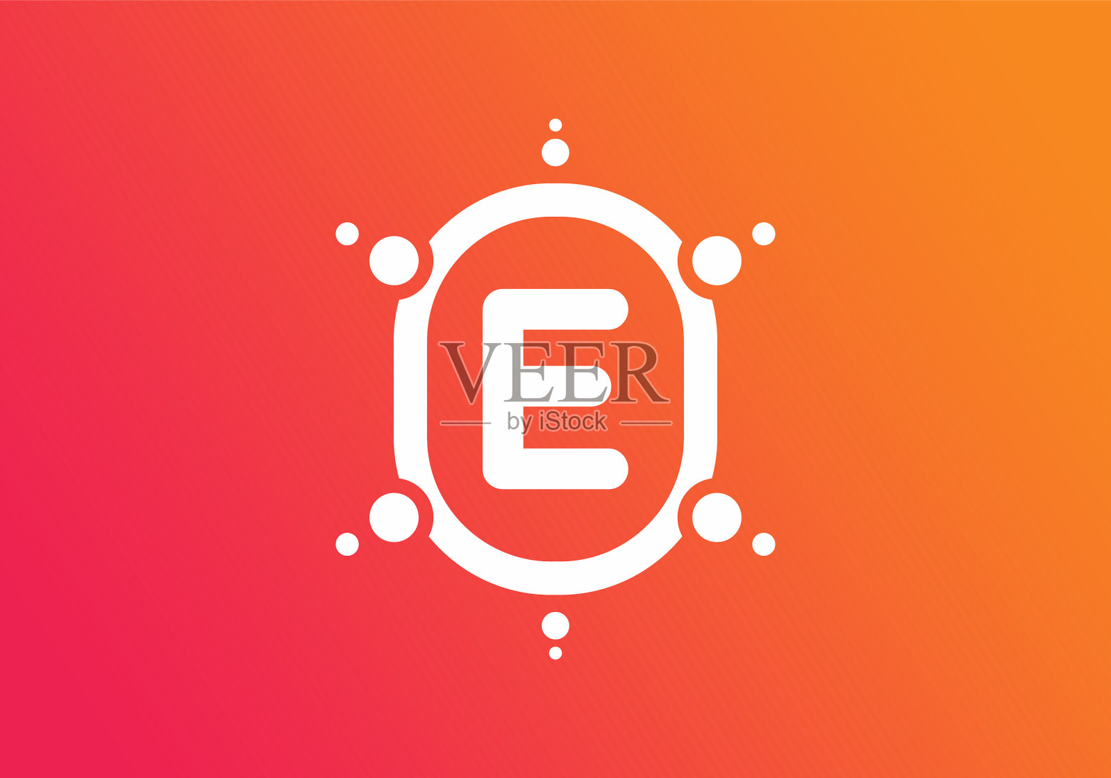 桔红色渐变色e首字母在插画图片素材